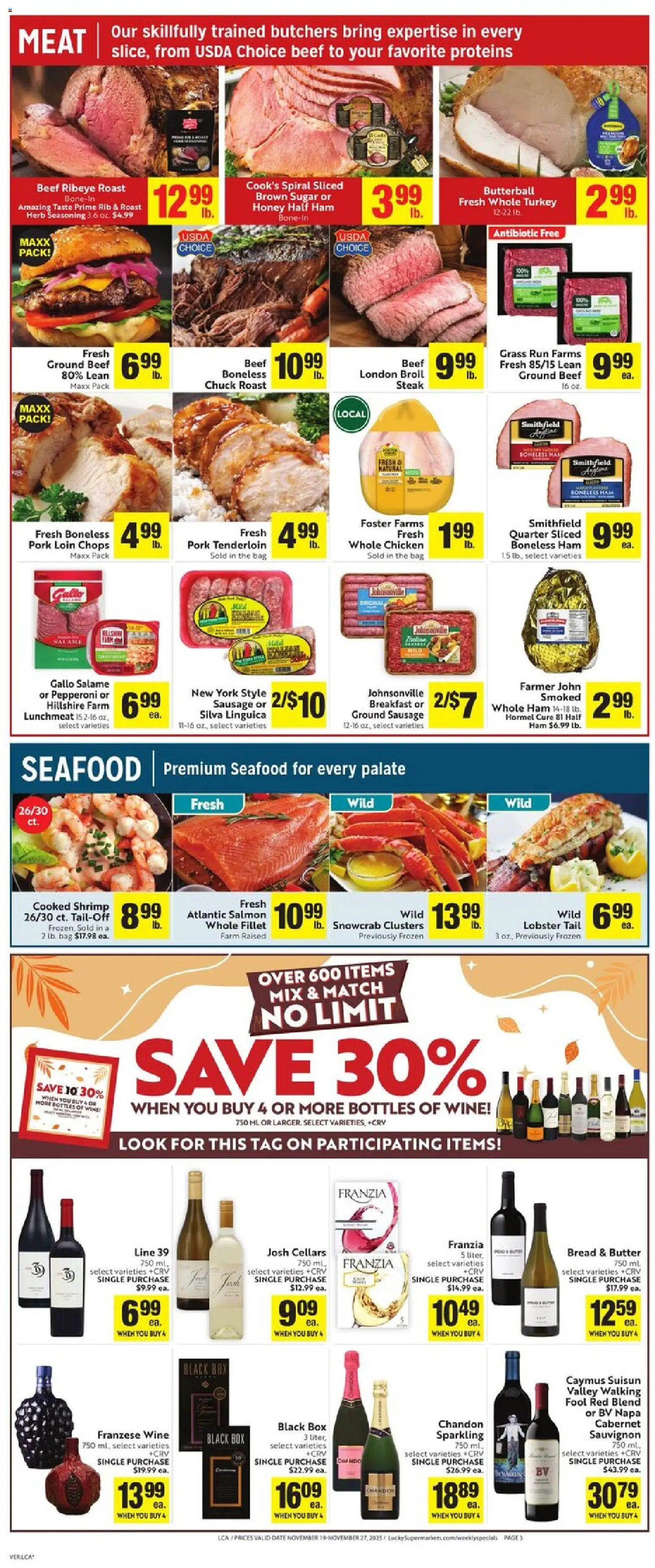 Lucky Supermarkets Weekly Ad - valid from 19.11.2025 | Page: 5 | Products: Box, Bread, Wine, Date