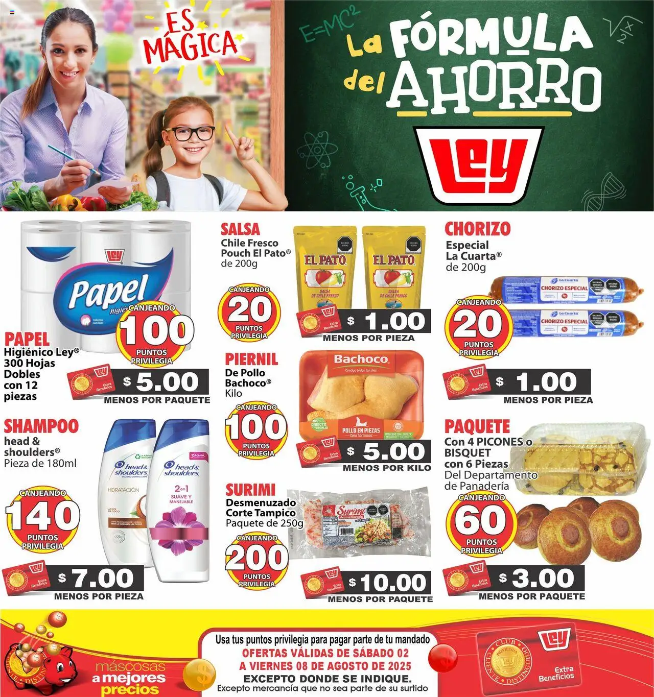 Nuevas ofertas de Casa Ley válidas en toda la República Mexicana desde el 02.08.2025. ¡Encuentra las mejores ofertas en Casa Ley - Folleto - Activa tus puntos y ahorra como nunca! | Página: 1 | Productos: Pollo, Chorizo, Panadería