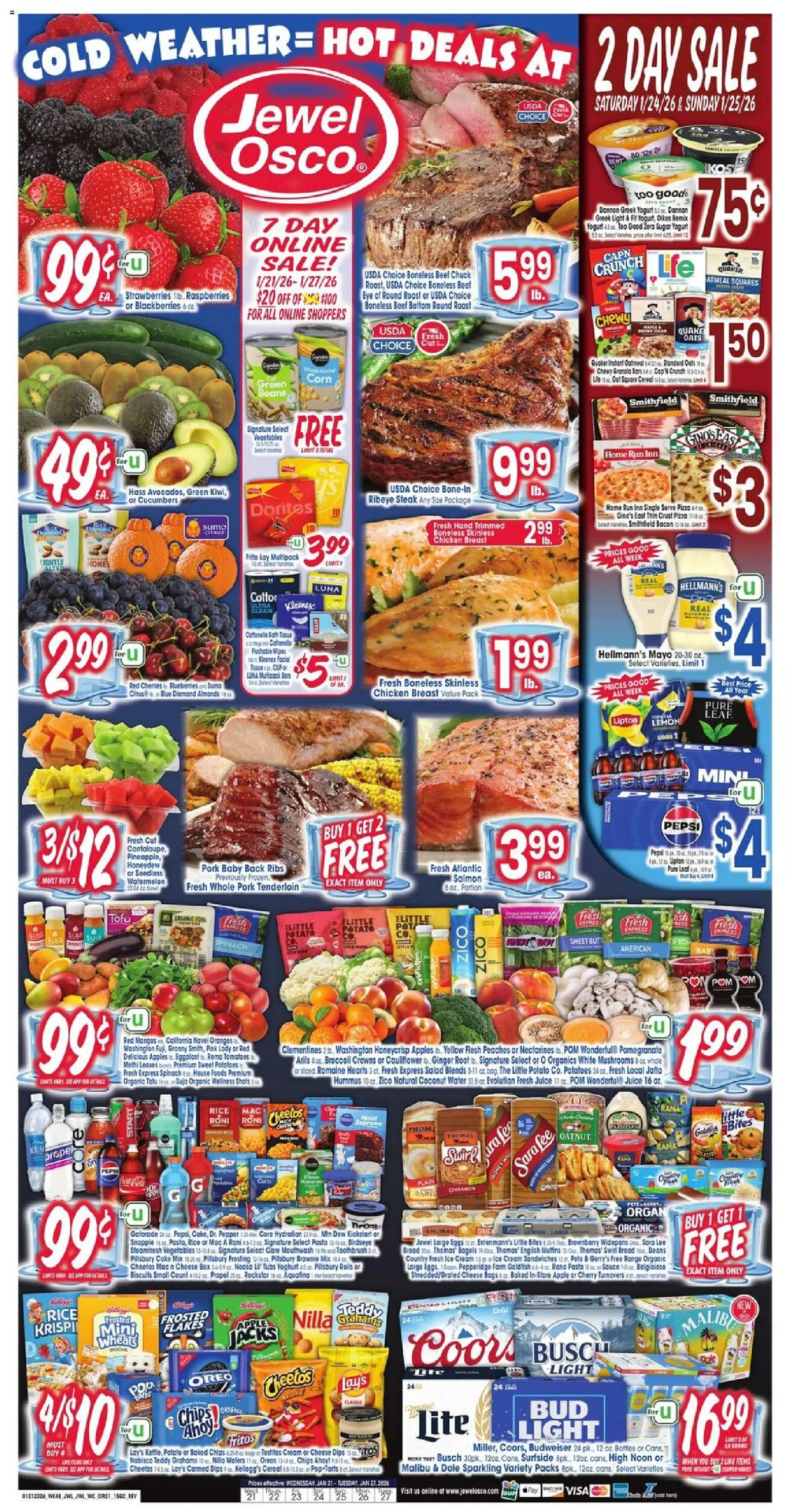 Jewel Osco Weekly Ad - IL - valid from 21.01.2026 | Page: 1 | Products: Corn, Box, Beef, Cucumbers