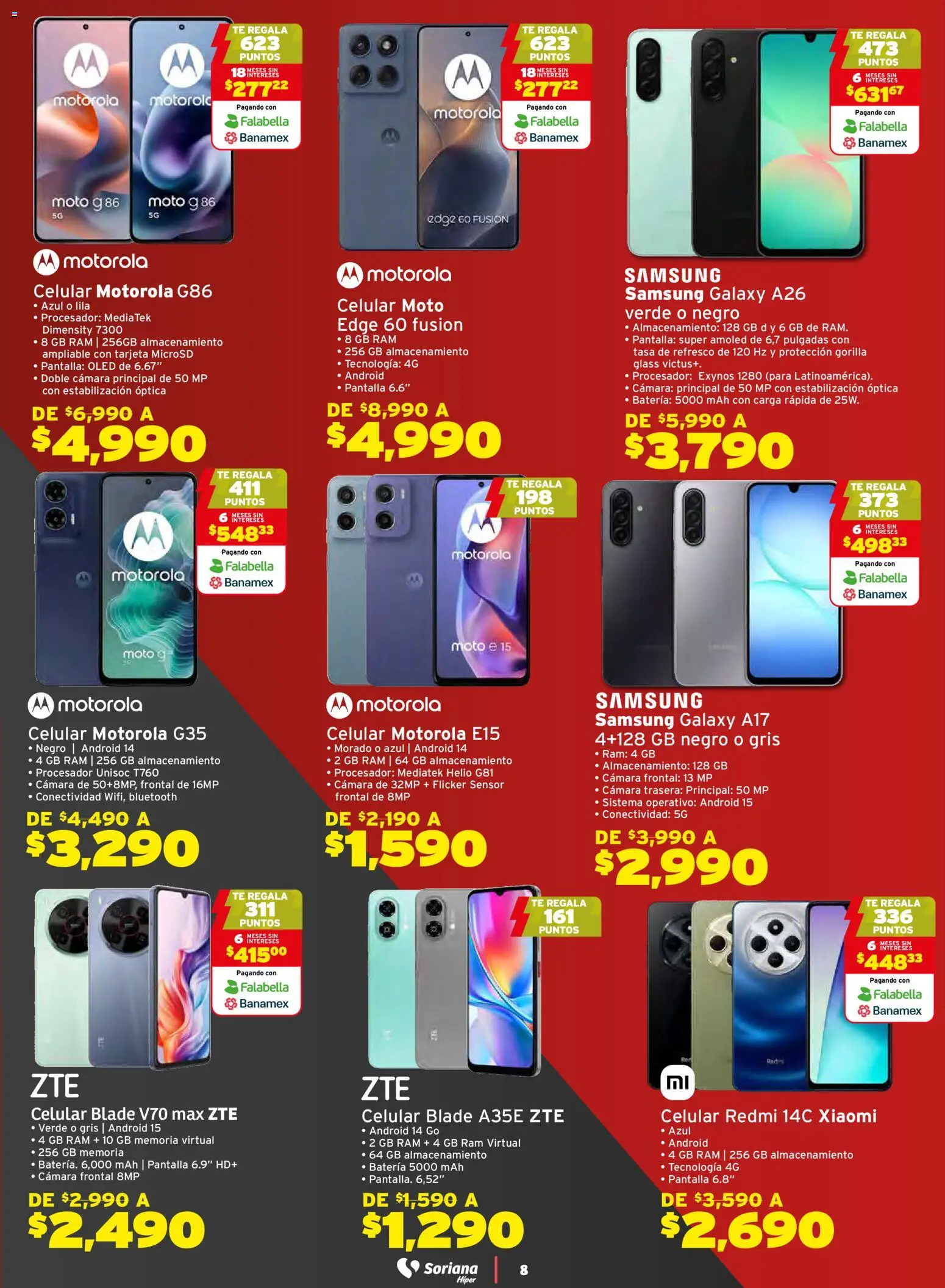 Nuevas ofertas de Soriana válidas en toda la República Mexicana desde el 21.11.2025. ¡Encuentra las mejores ofertas en Soriana - Black Prices Súper Nacional! | Página: 8 | Productos: Refresco, Cámara, Té, Batería