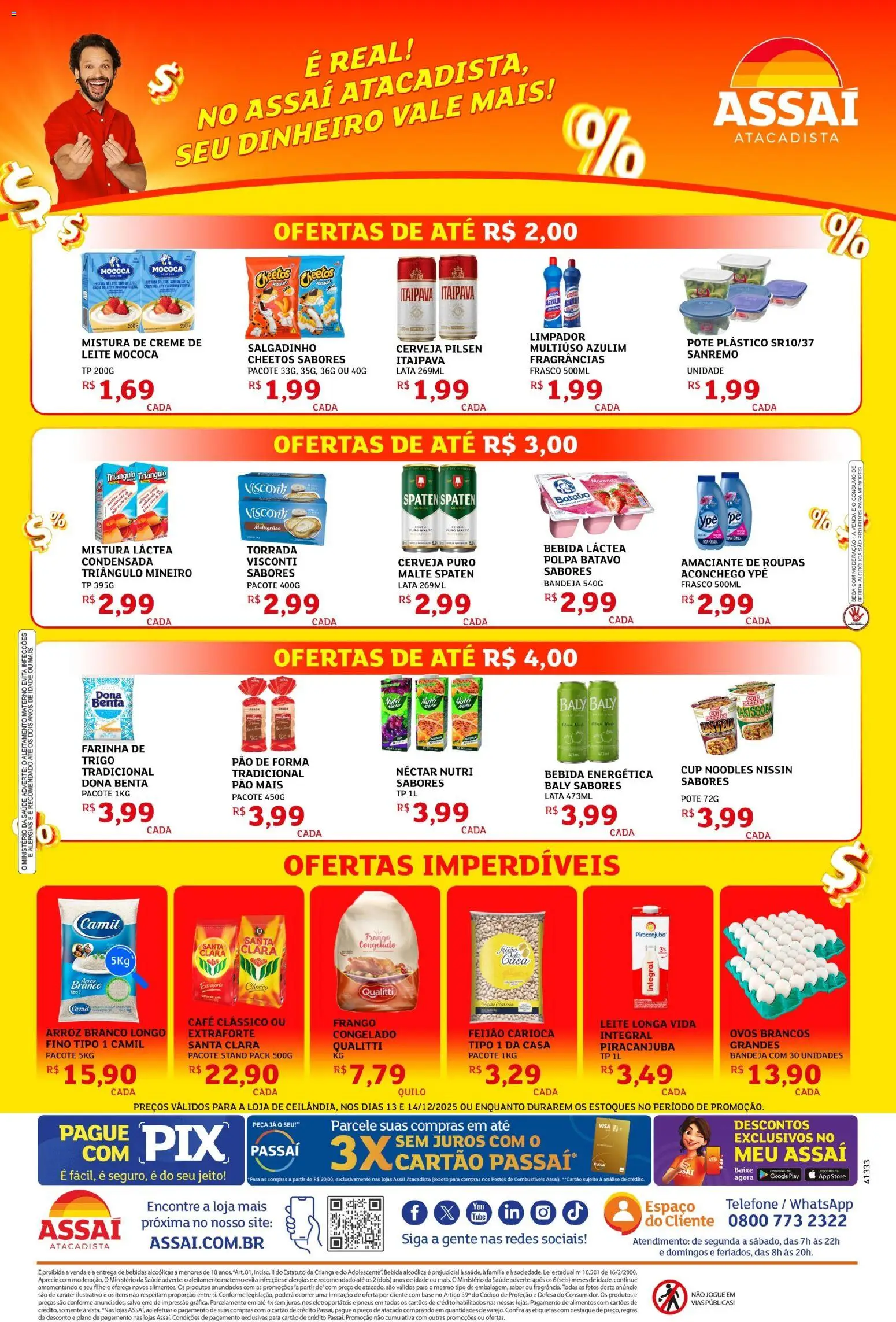 Assaí Atacadista Folheto - válido de 13.12.2025 | Página: 2 | Produtos: Feijão, Farinha de trigo, Pão, Amaciante