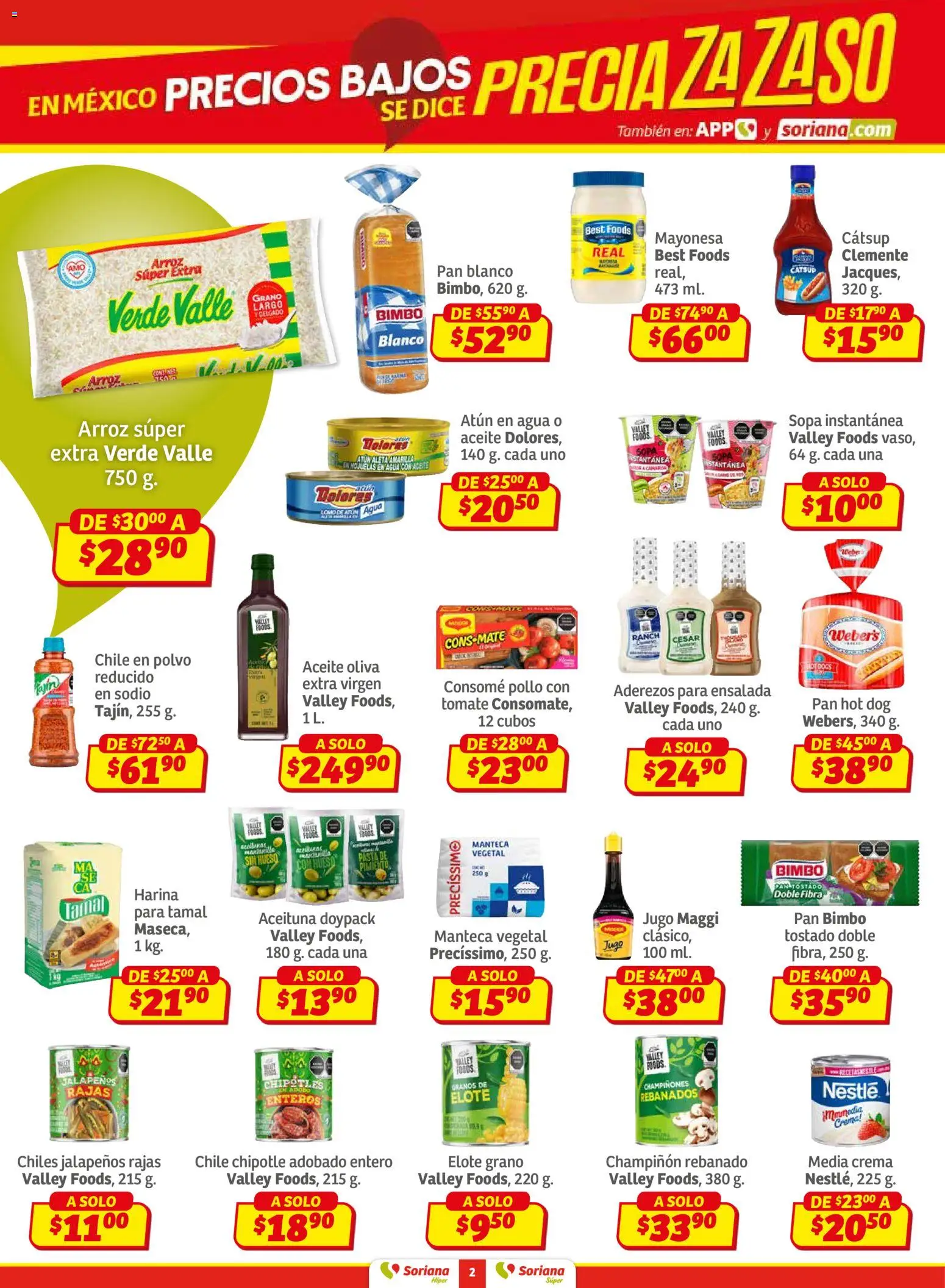 Nuevas ofertas de Soriana válidas en toda la República Mexicana desde el 30.01.2026. ¡Encuentra las mejores ofertas en Soriana - Preciazazaso Híper: Frontera BCN, Son! | Página: 2 | Productos: Mayonesa, Atún, Tomate, Aceite