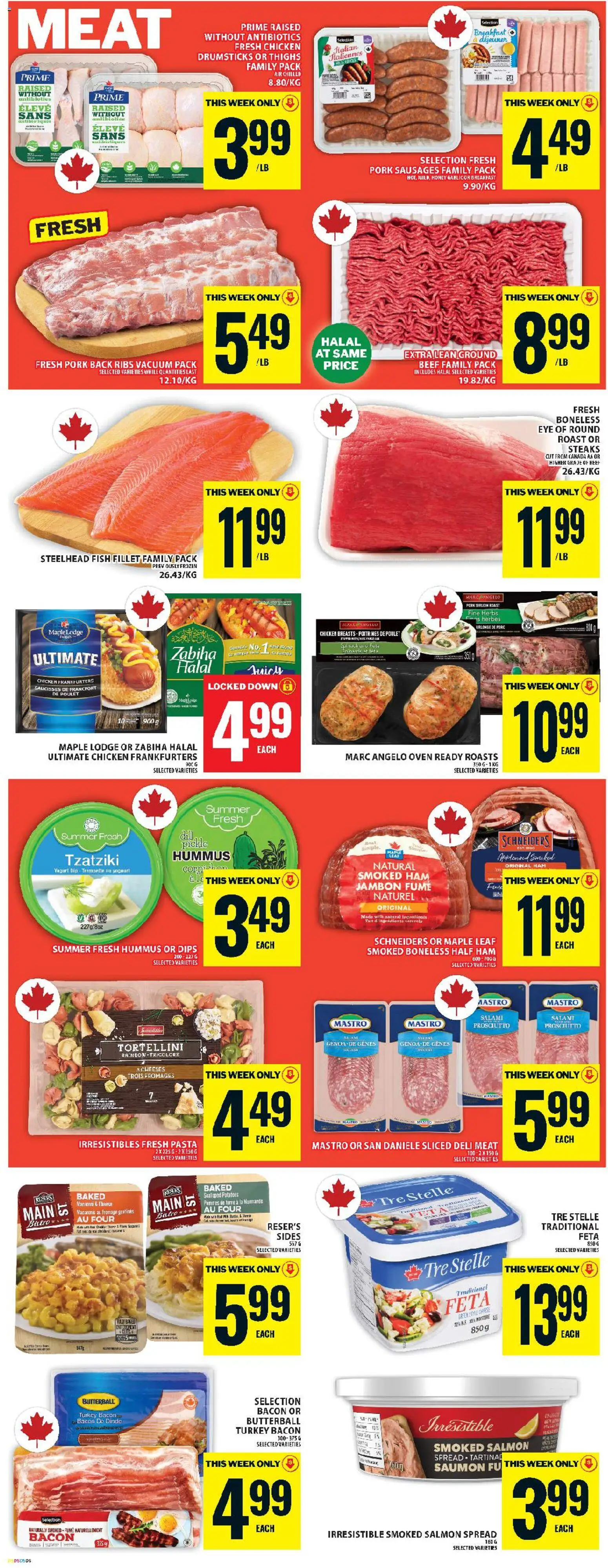 Food Basics flyer valid from 23.10.2025 | Page: 8 | Products: Beef, Turkey, Potatoes, Pork