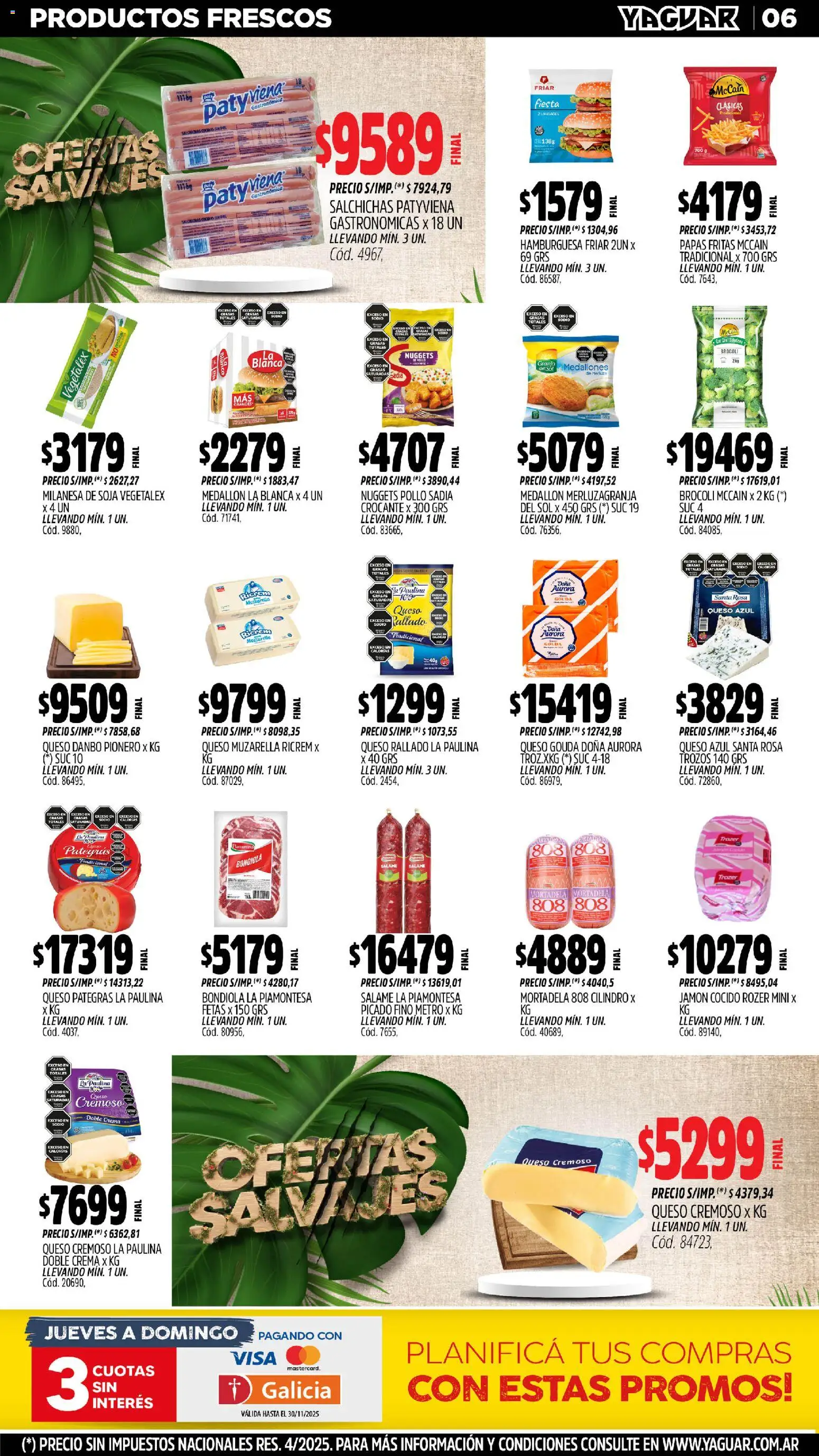 Yaguar - Santa Fe │ válido desde el 03.11.2025 | Página: 6 | Productos: Pollo, Milanesa, Queso, Crema