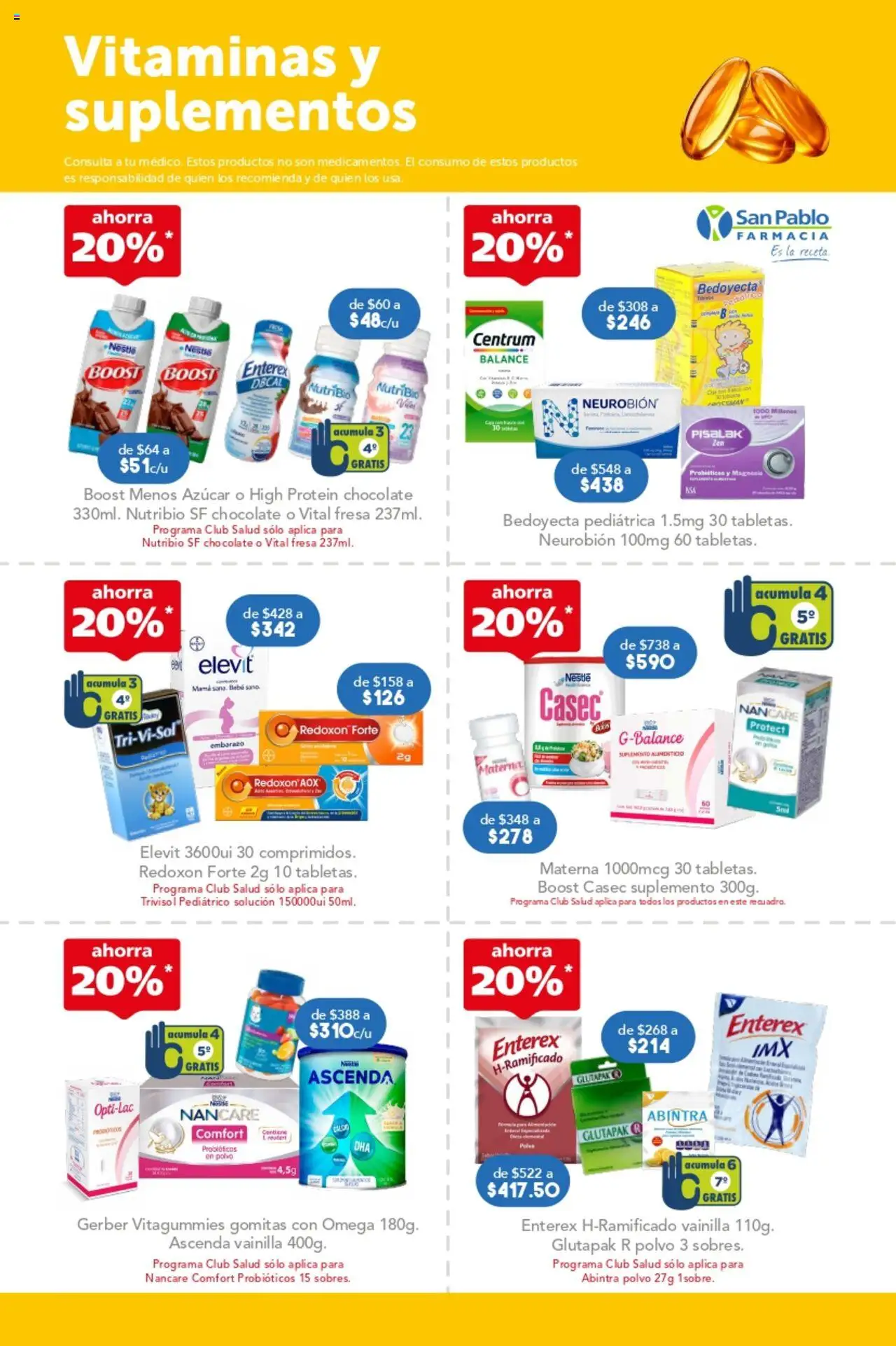 Nuevas ofertas de Farmacia San Pablo válidas en toda la República Mexicana desde el 17.08.2025. ¡Encuentra las mejores ofertas en Farmacia San Pablo - Catálogo Regreso a Clases! | Página: 4 | Productos: Azúcar, Chocolate, Polvo, Gomitas