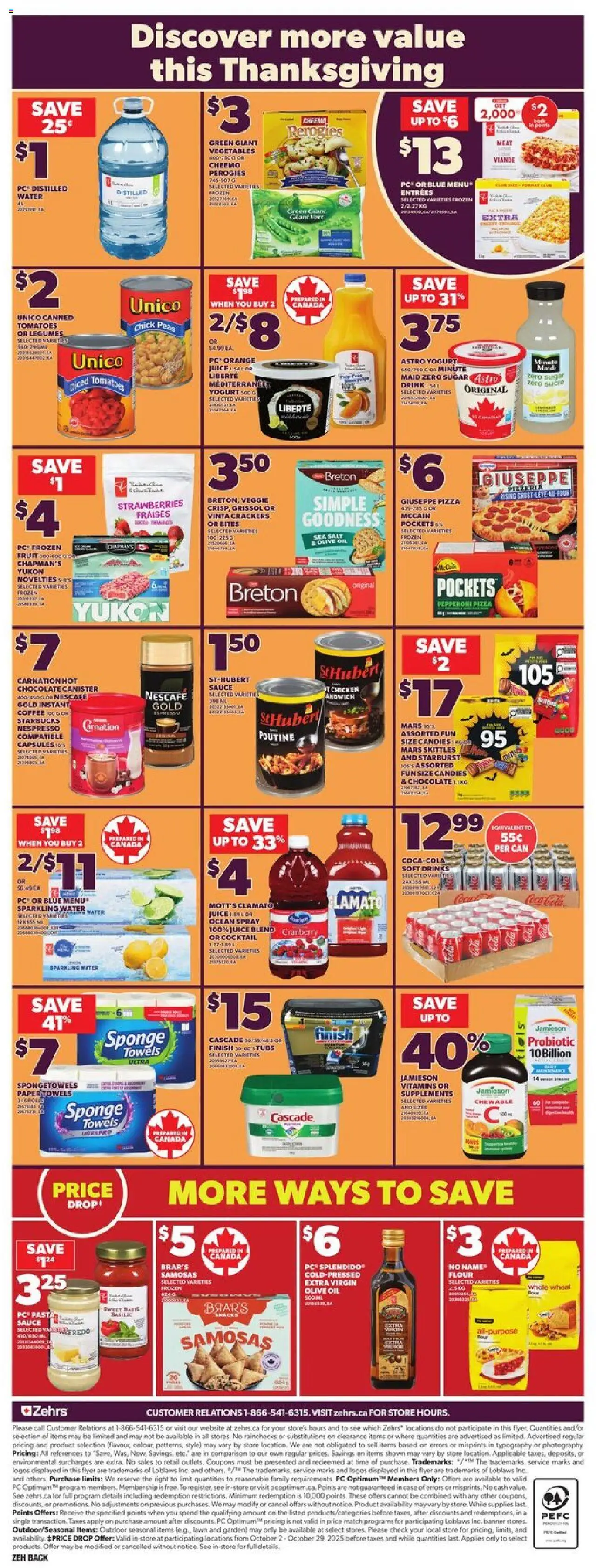 Zehrs flyer valid from 09.10.2025 | Page: 4 | Products: Candies, Chocolate, Pizza, Chicken