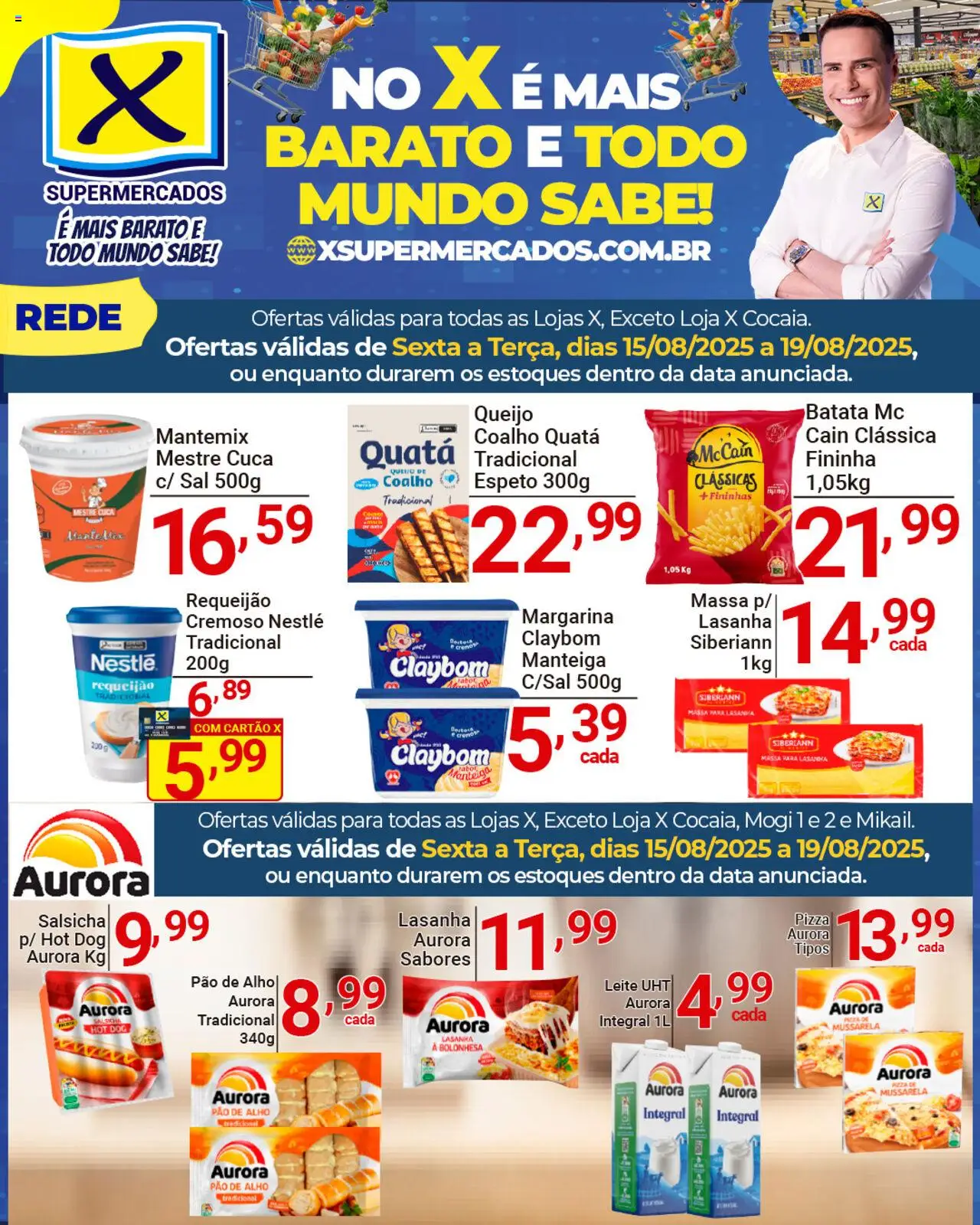 X Supermercados Folheto - válido de 15.08.2025 | Página: 3 | Produtos: Alho, Manteiga, Lasanha, Requeijão