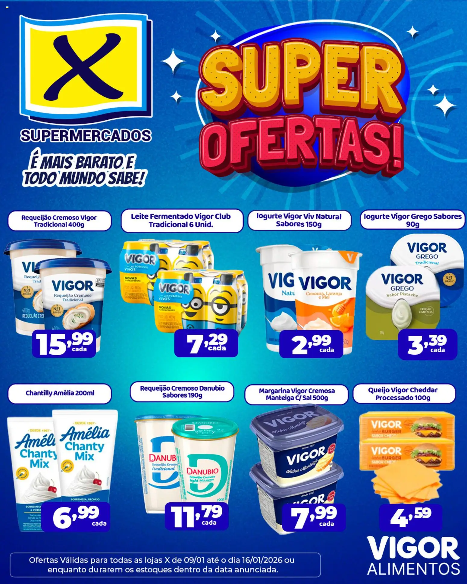 X Supermercados Folheto - válido de 09.01.2026 | Página: 1 | Produtos: Pistache, Manteiga, Requeijão, Leite fermentado