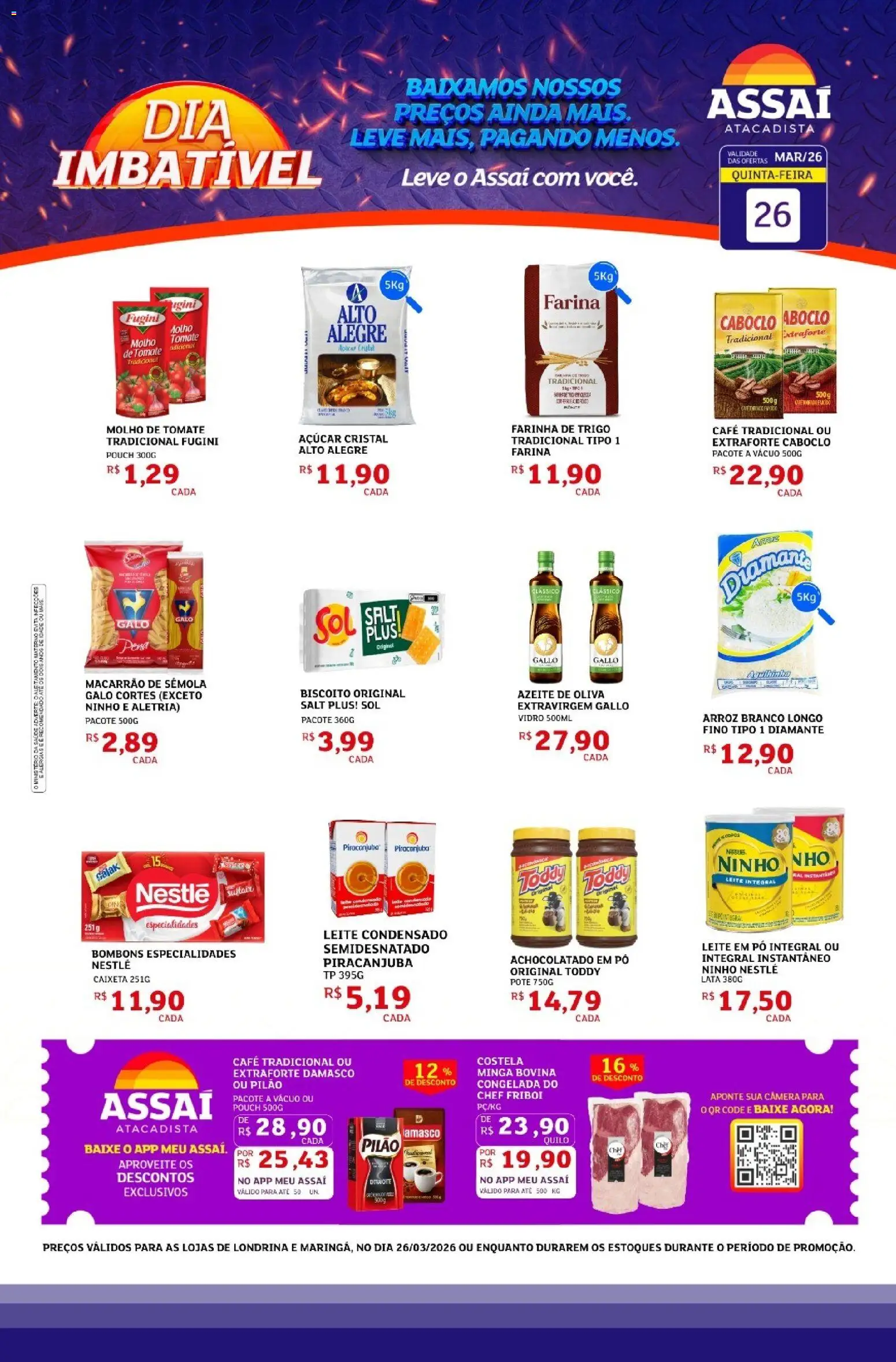 Assaí Atacadista Folheto - válido de 26.03.2026 | Página: 1 | Produtos: Pó, Biscoito, Leite, Café