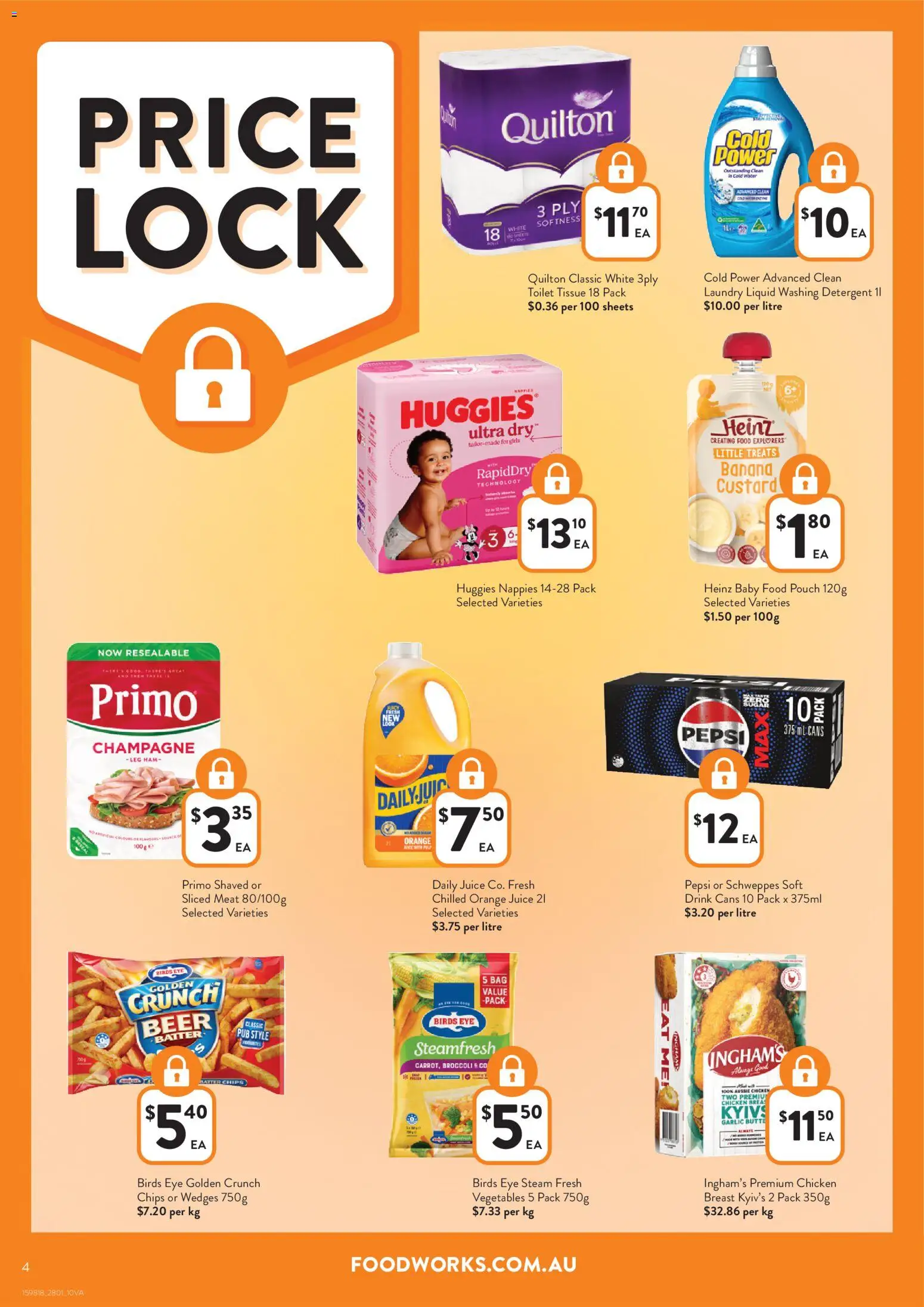 Foodworks catalogue - valid from 28.01.2026 | Page: 4 | Products: Meat, Baby food, Water, Vegetables