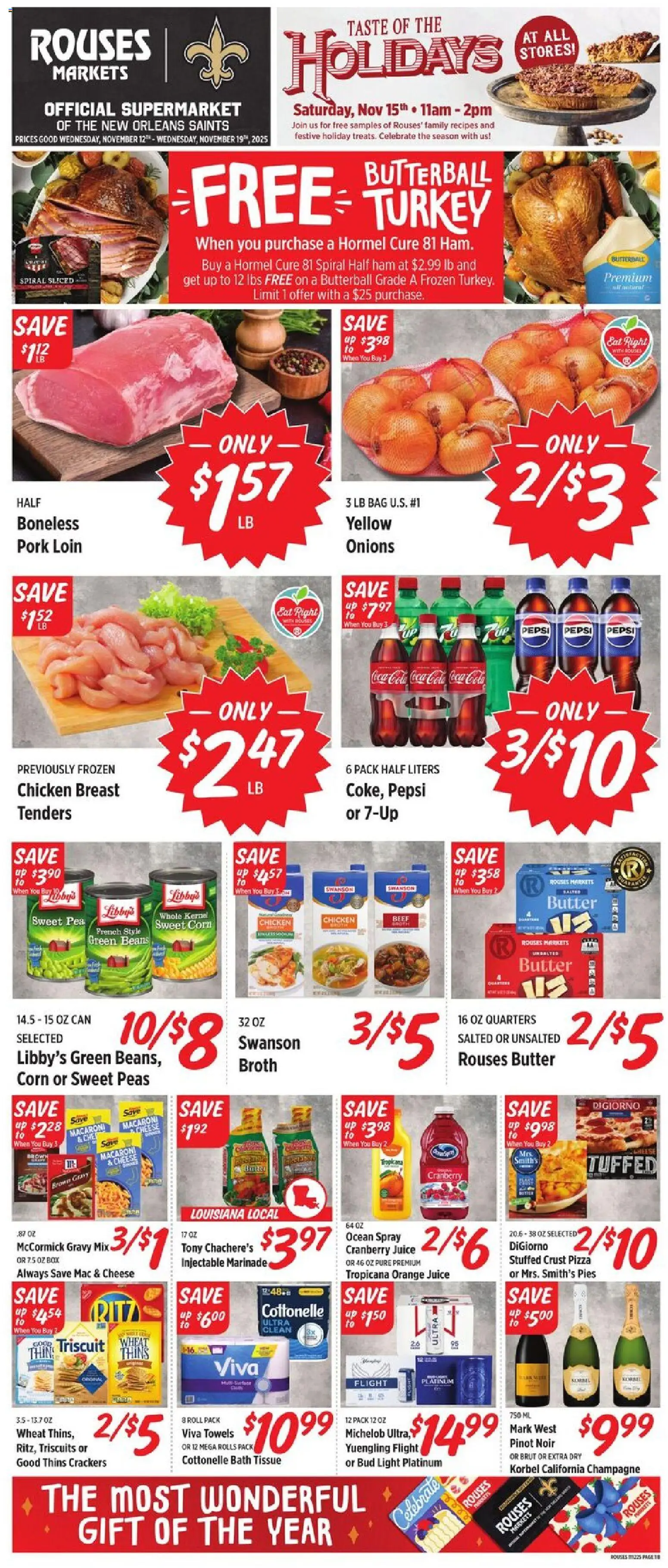 Rouses Weekly Ad - LA - valid from 12.11.2025 | Page: 1 | Products: Bath, Ham, Juice, Pork