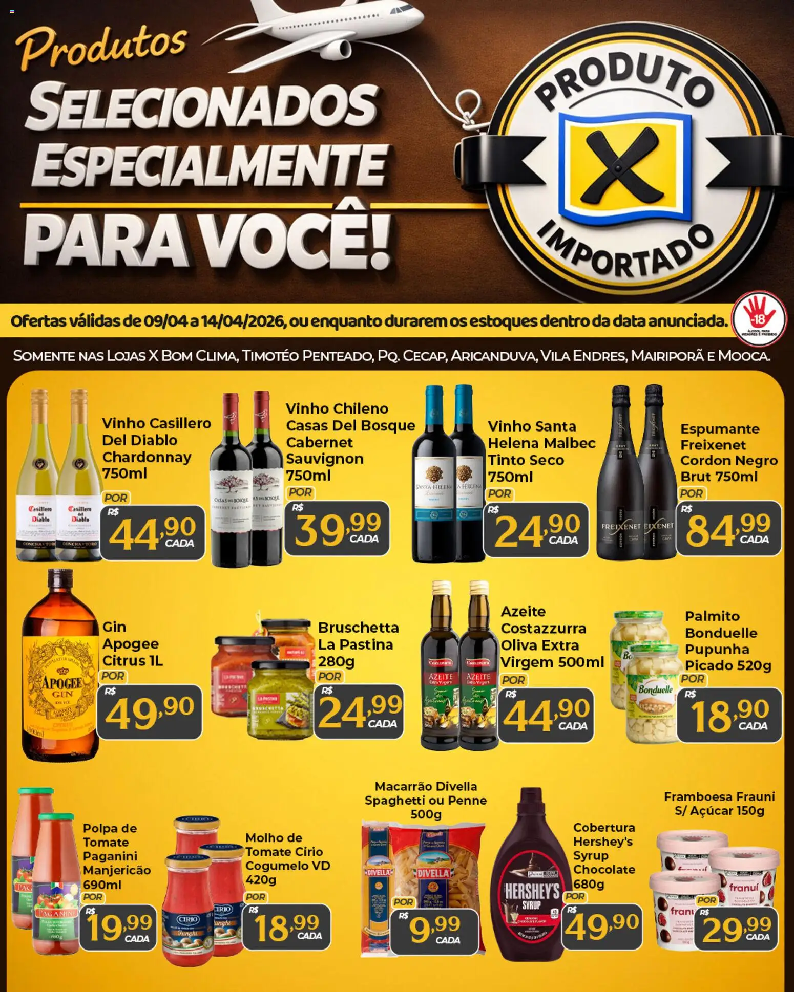 X Supermercados Folheto - válido de 09.04.2026 | Página: 1 | Produtos: Pupunha, Espumante, Cogumelo, Vinho