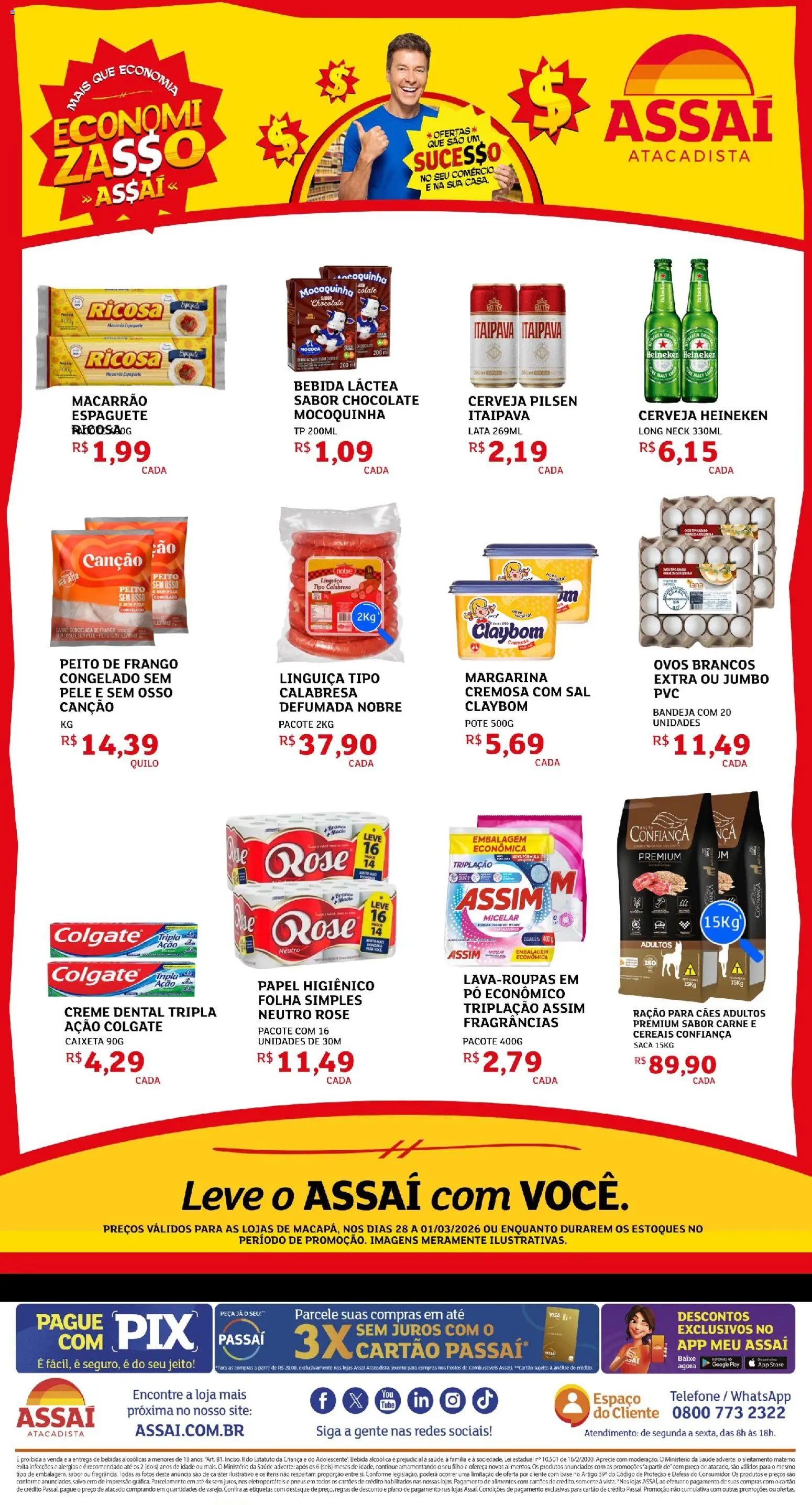 Assaí Atacadista Folheto - válido de 28.02.2026 | Página: 1 | Produtos: Cerveja, Pneus, Creme, Creme dental