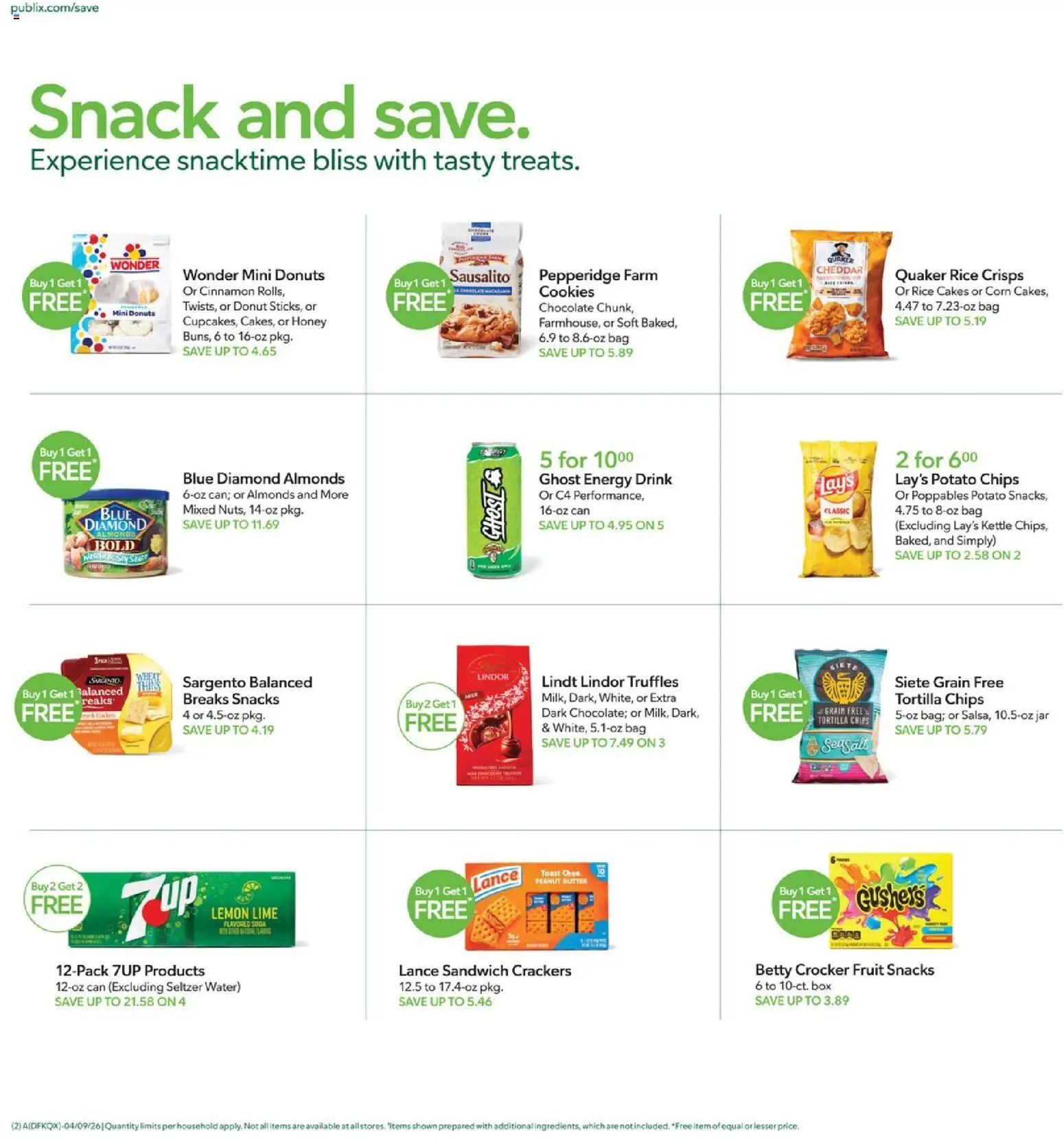 Publix Weekly Ad - valid from 08.04.2026 | Page: 2 | Products: Chocolate, Chips, Lime, Bag