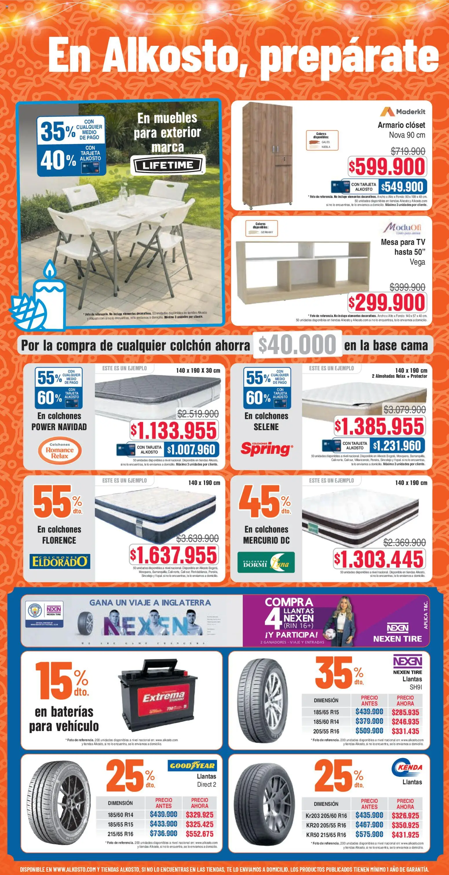 Alkosto revista - valida desde el 13.12.2025 | Página: 8 | Productos: Cama, Colchón, Mesa, Clóset