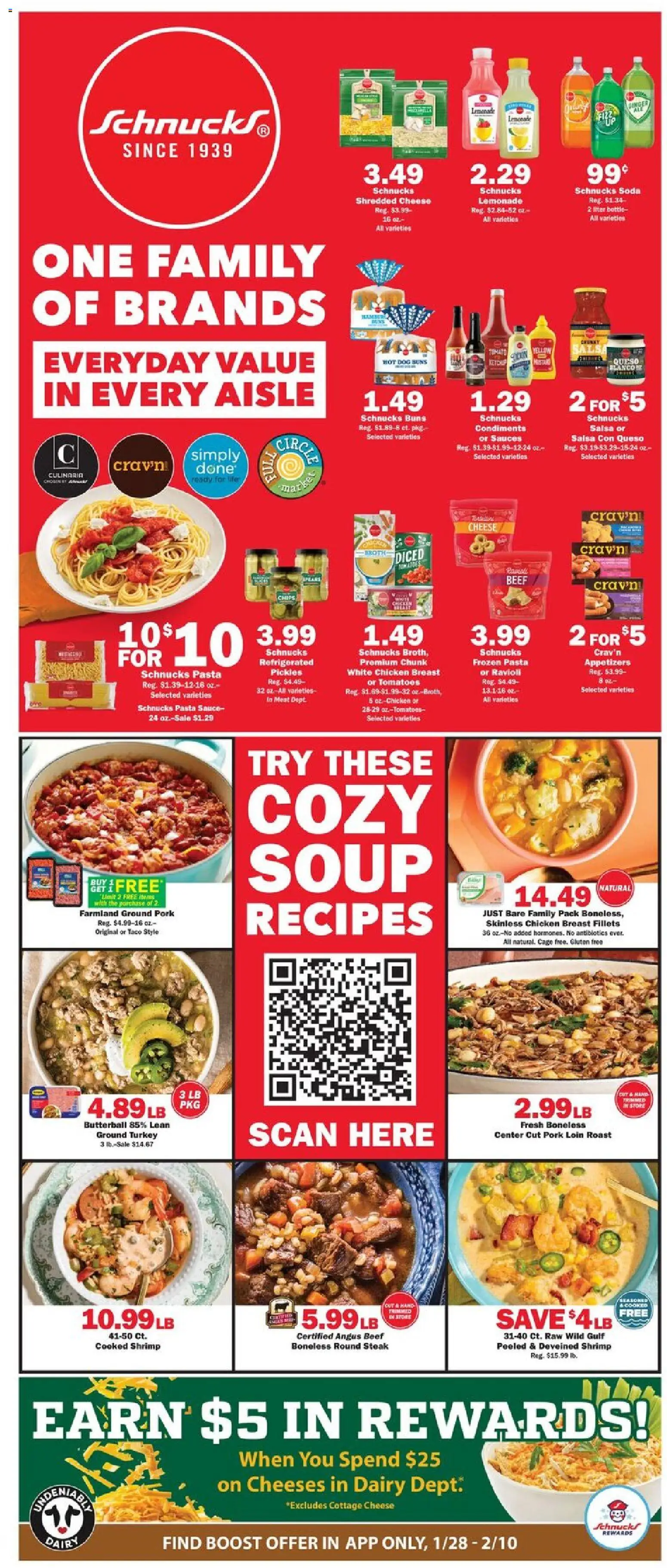 Schnucks Weekly Print Ad - IN - valid from 28.01.2026 | Page: 2 | Products: Cheese, Pork, Tomatoes, Cottage cheese
