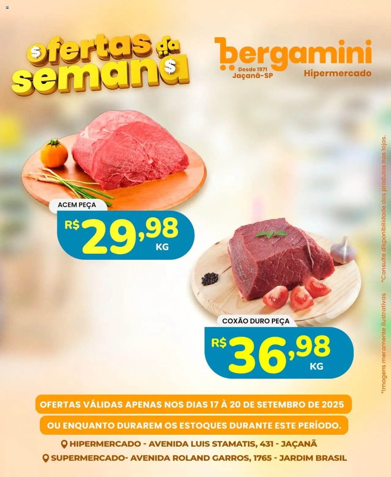 Supermercado Bergamini Folheto - válido de 17.09.2025 | Página: 1 | Produtos: Acém