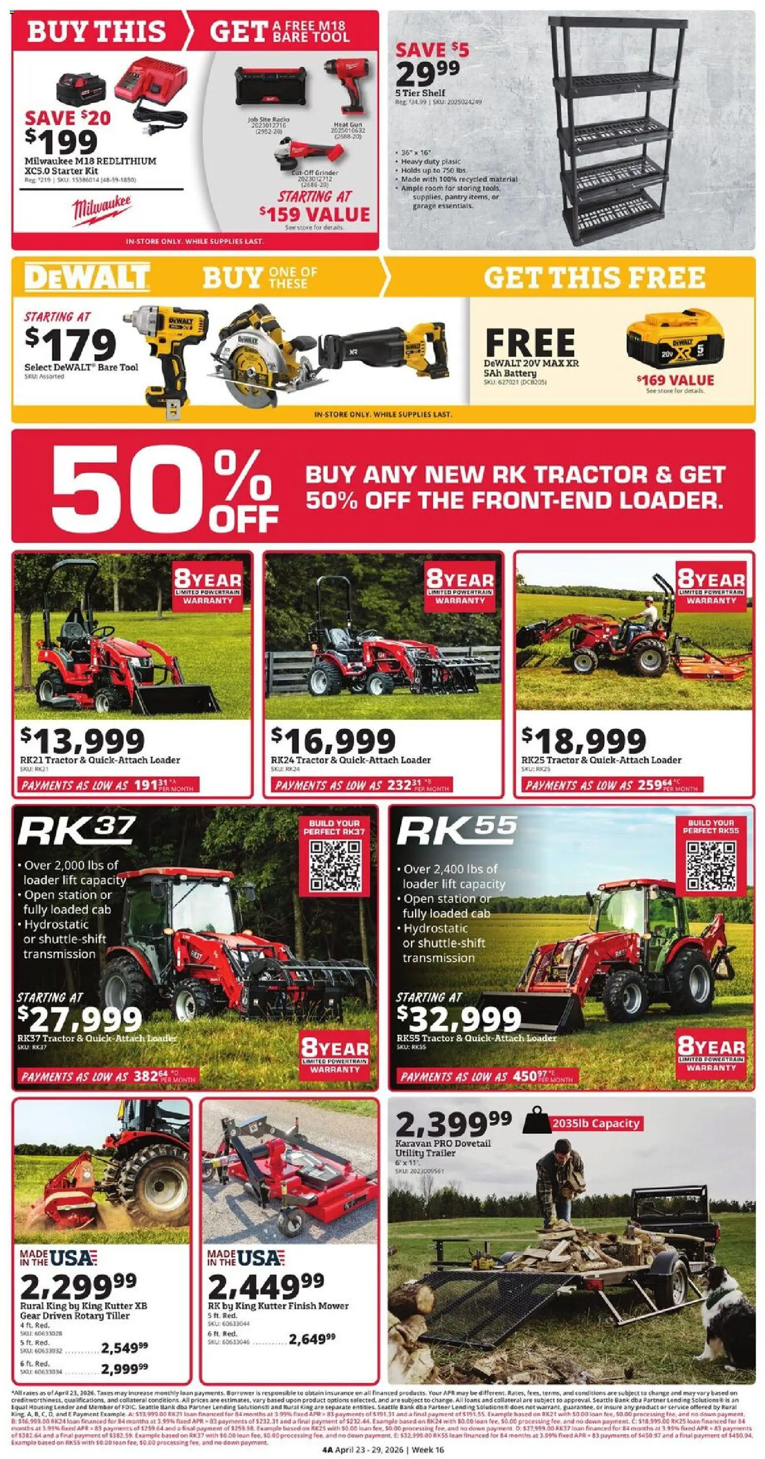 Rural King Weekly Ad - valid from 23.04.2026 | Page: 4 | Products: Starter, Radio, Gun, Grinder