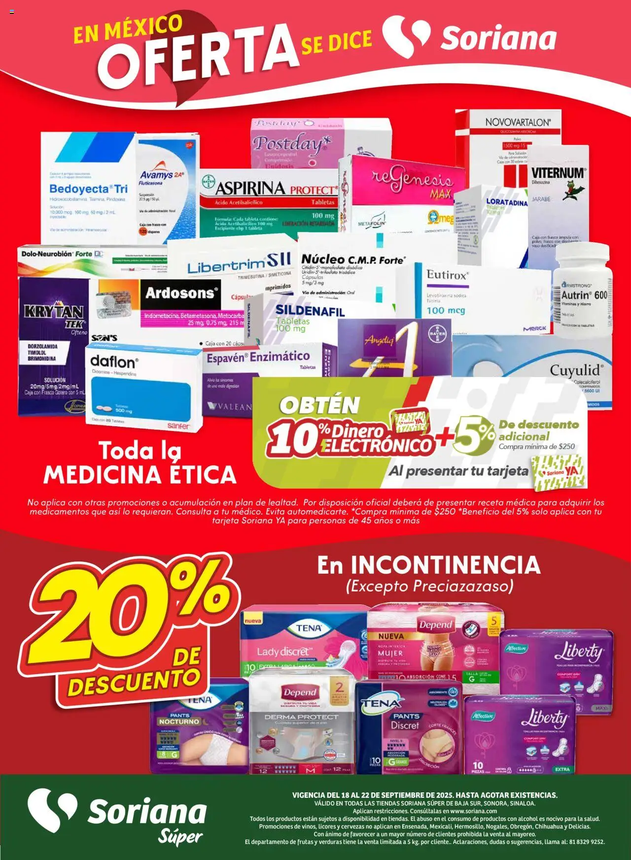 Nuevas ofertas de Soriana válidas en toda la República Mexicana desde el 18.09.2025. ¡Encuentra las mejores ofertas en Soriana - Fin de Semana Súper: BCS, Son y Sin! | Página: 7 | Productos: Frasco, Caja, Tableta, Pants