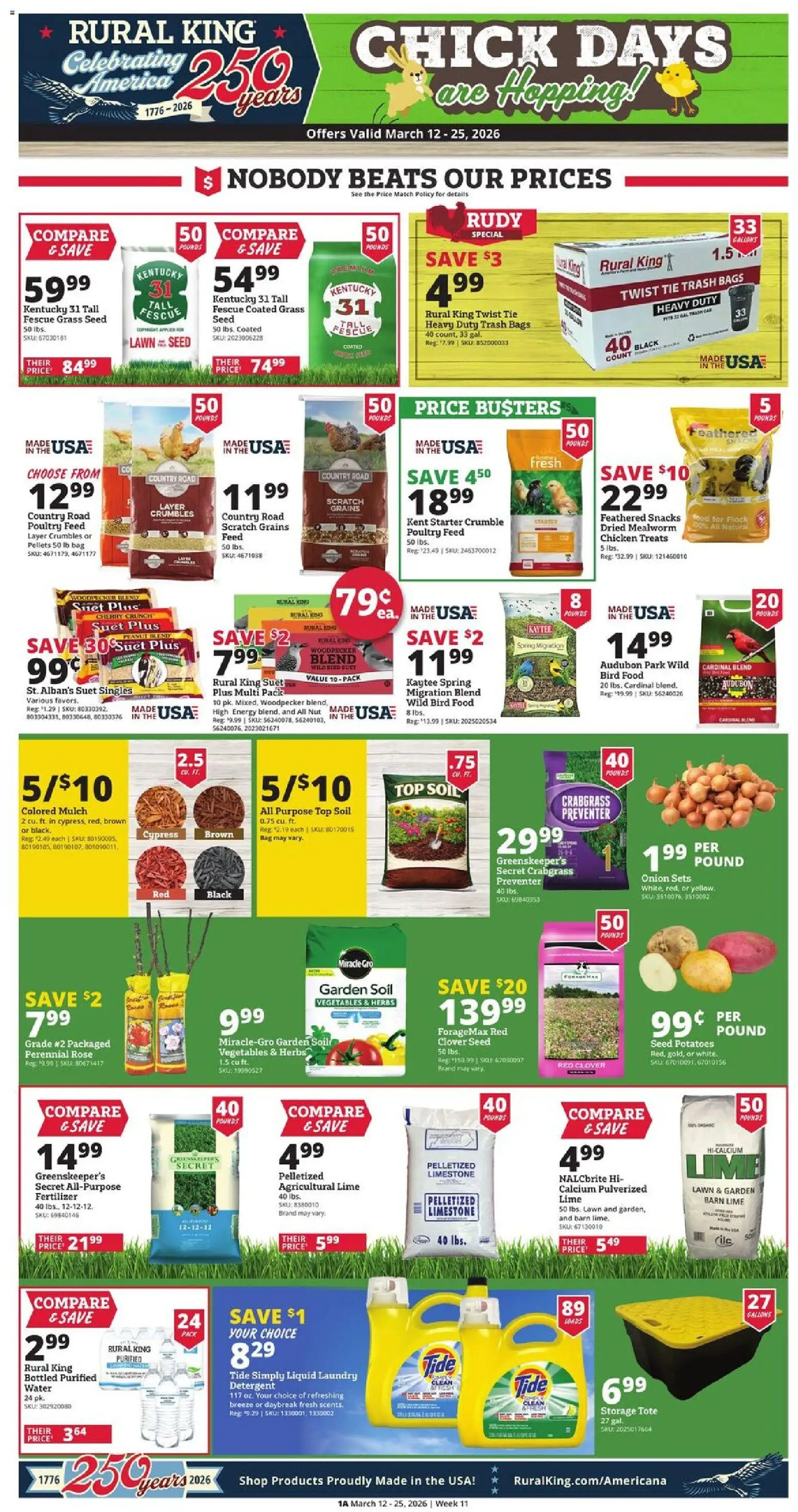 Rural King Weekly Ad - valid from 12.03.2026 | Page: 1 | Products: Vegetables, Lime, Poultry, Onion