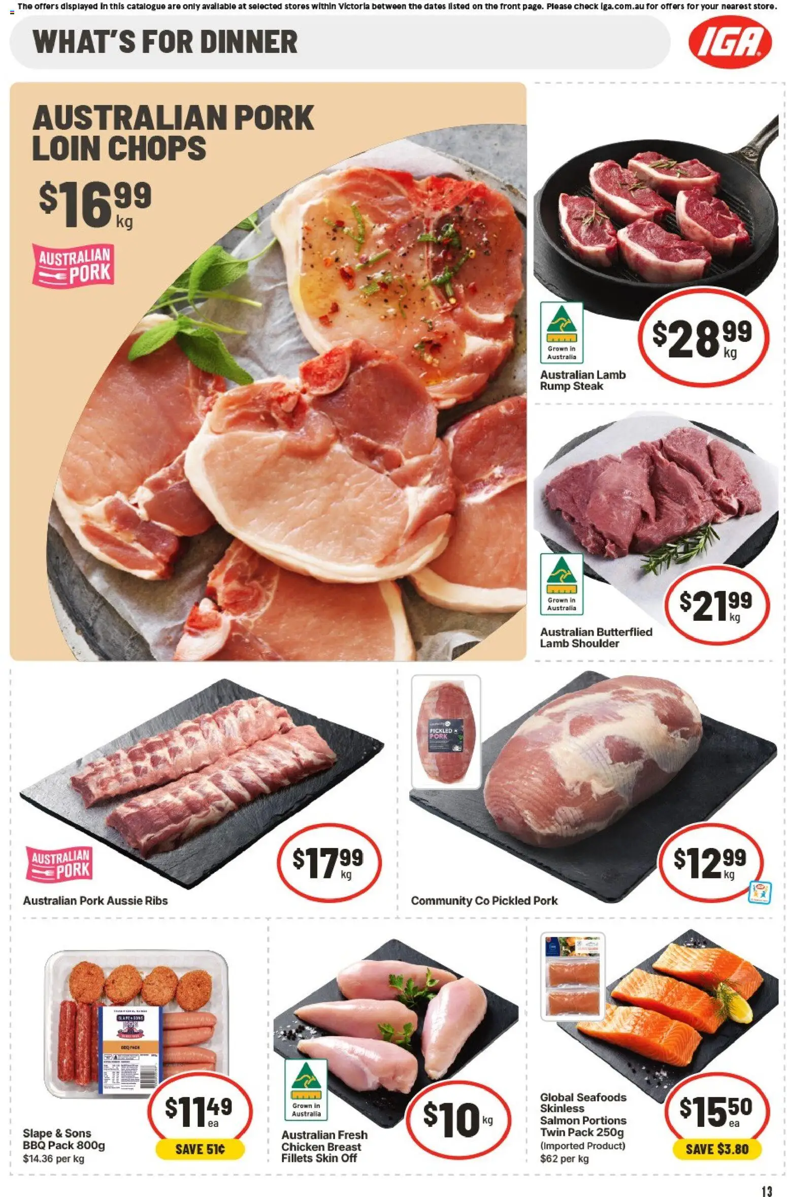 IGA catalogue - valid from 04.02.2026 | Page: 19 | Products: Pork, Lamb, Steak, Salmon