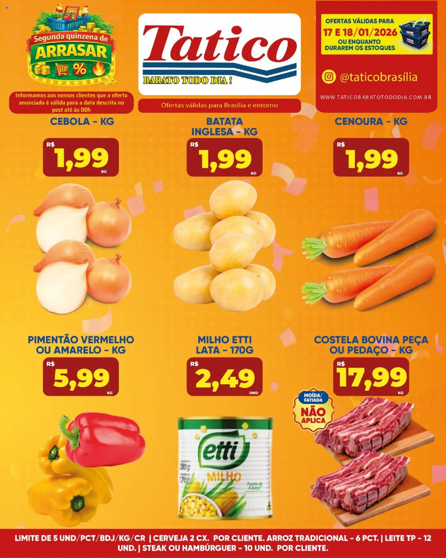 Tatico Folheto - válido de 17.01.2026 | Página: 11 | Produtos: Pimentão, Cerveja, Hambúrguer, Batata