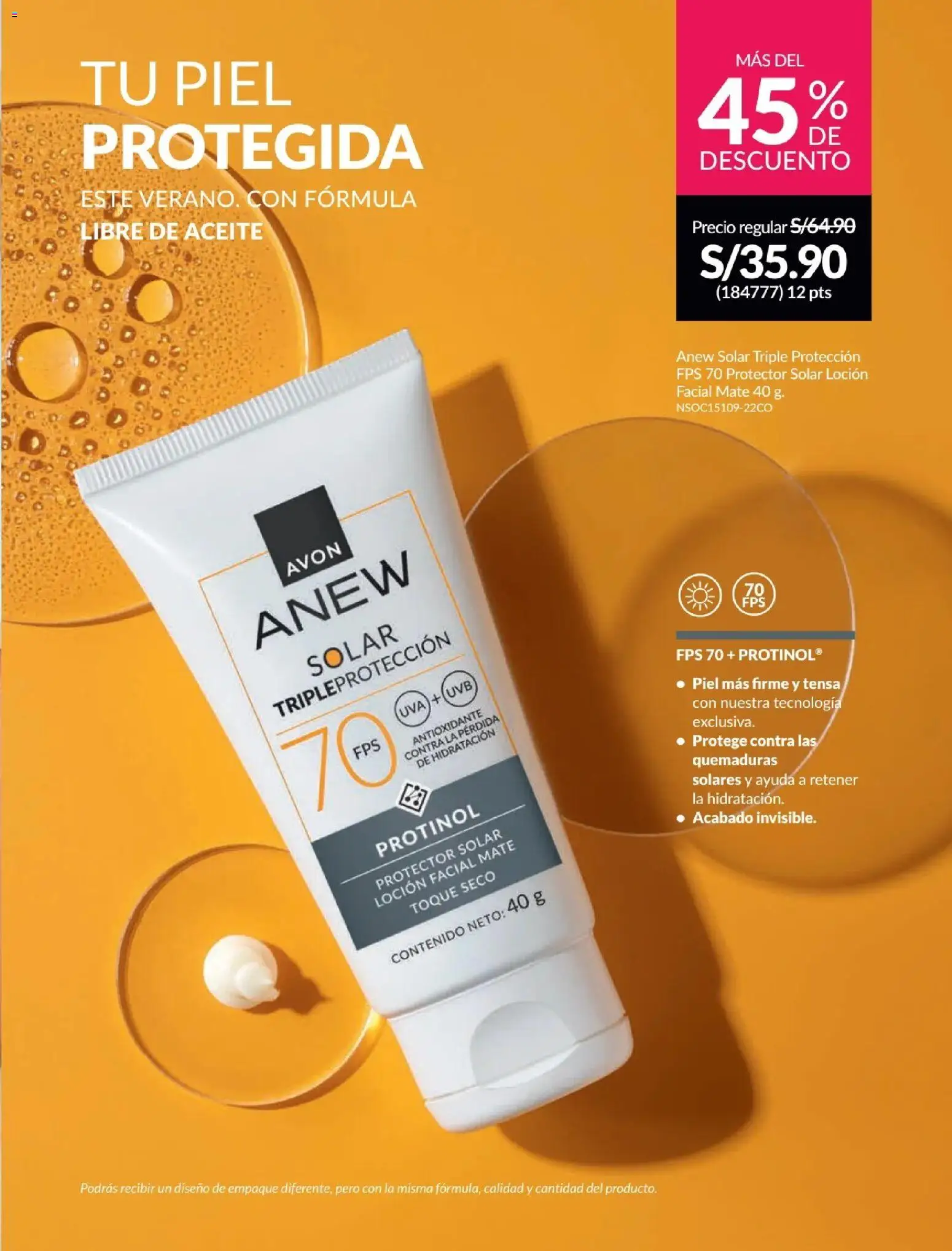Catálogo Avon válido desde 01.02.2026 | Página: 117 | Productos: Protector solar, Aceite, Empaque