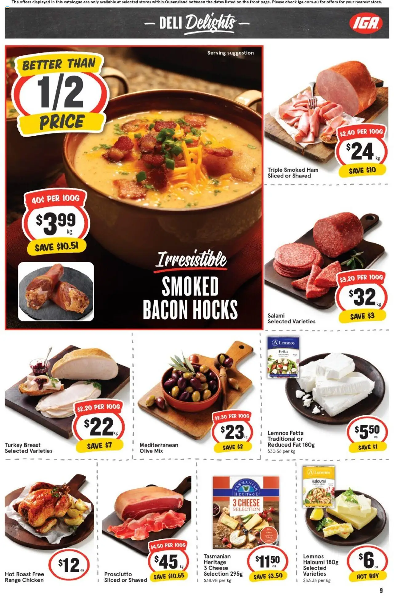 IGA catalogue - valid from 27.08.2025 | Page: 9 | Products: Bacon, Cheese, Ham, Chicken