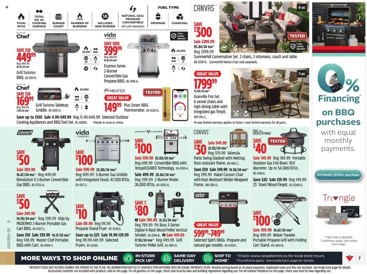 Canadian Tire flyer valid from 18.07.2025 | Page: 9 | Products: Grill, Couch, Table, Chair