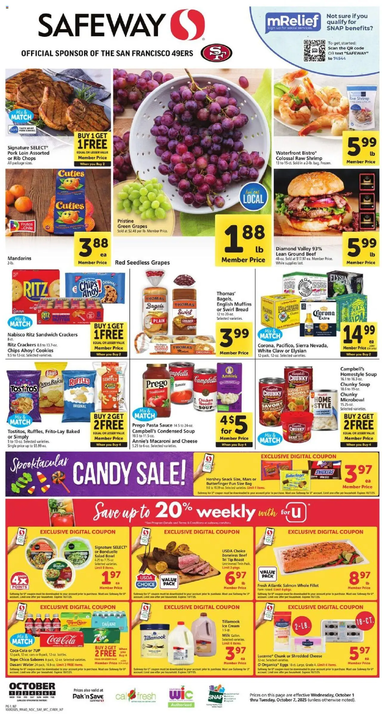 Safeway Weekly Ad - valid from 01.10.2025 | Page: 1 | Products: Milk, Salad, Sauce, Oven
