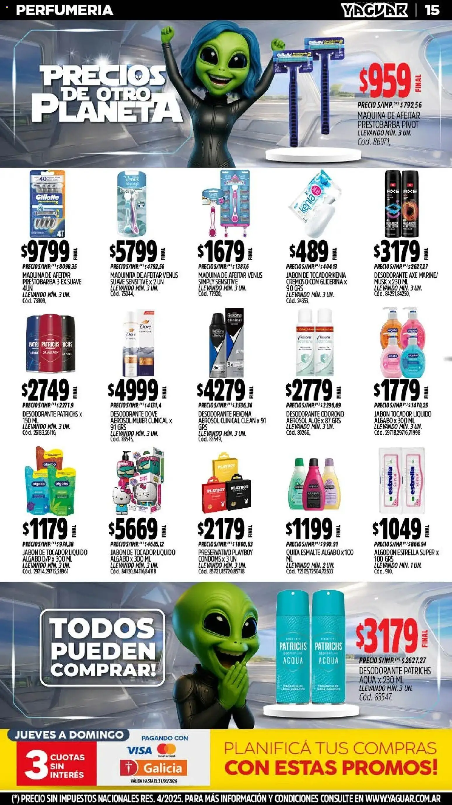 Yaguar - Oferta Semanal Buenos Aires │ válido desde el 11.03.2026 | Página: 16 | Productos: Algodón, Maquina de afeitar, Jabón, Desodorante