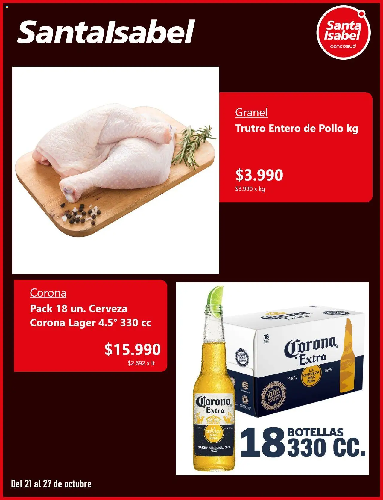 Santa Isabel ofertas  │ válido desde el 21.10.2025 | Página: 2 | Productos: Pollo, Cerveza