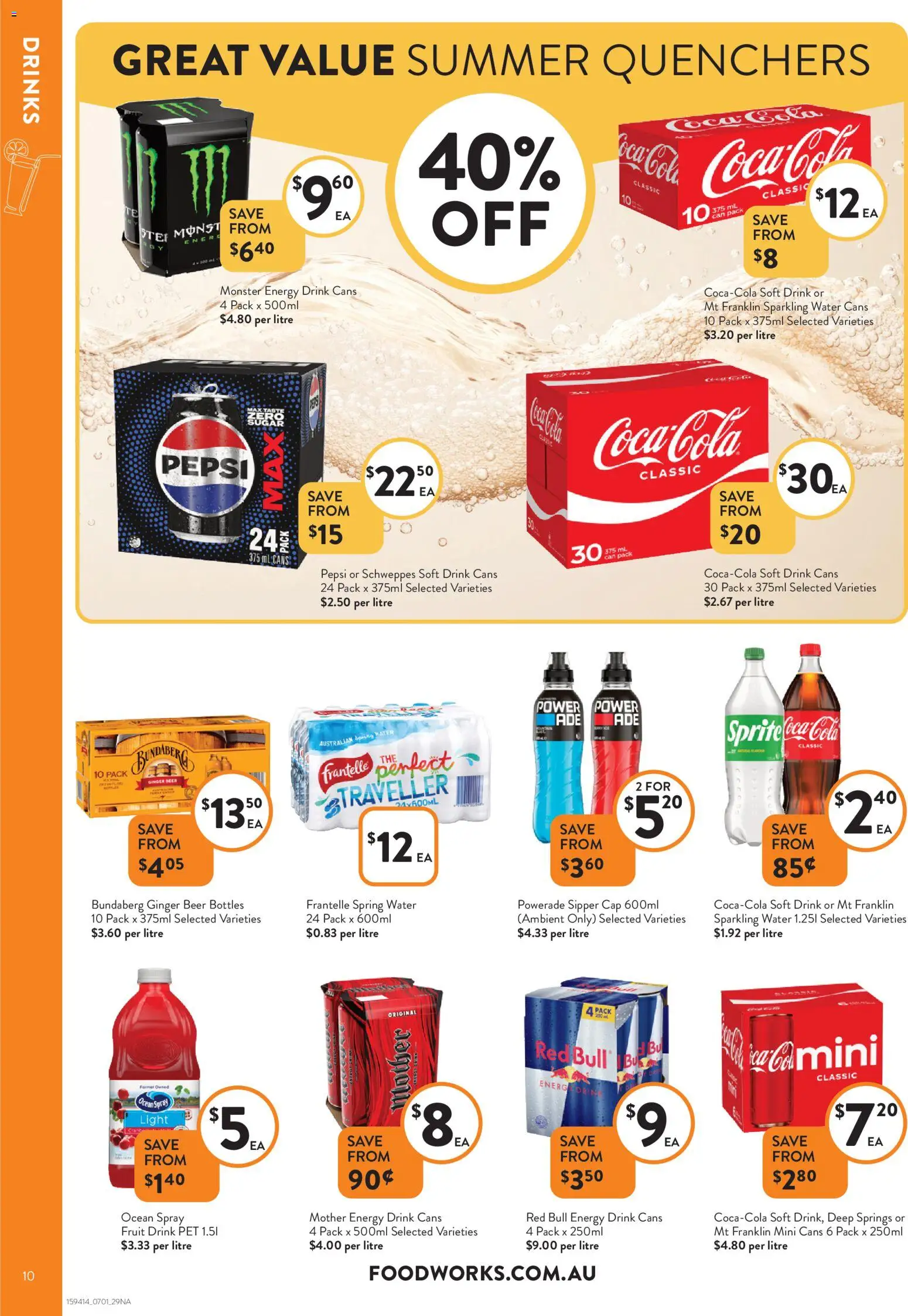 Foodworks catalogue - valid from 07.01.2026 | Page: 10 | Products: Light, Ginger, Coca Cola, Water