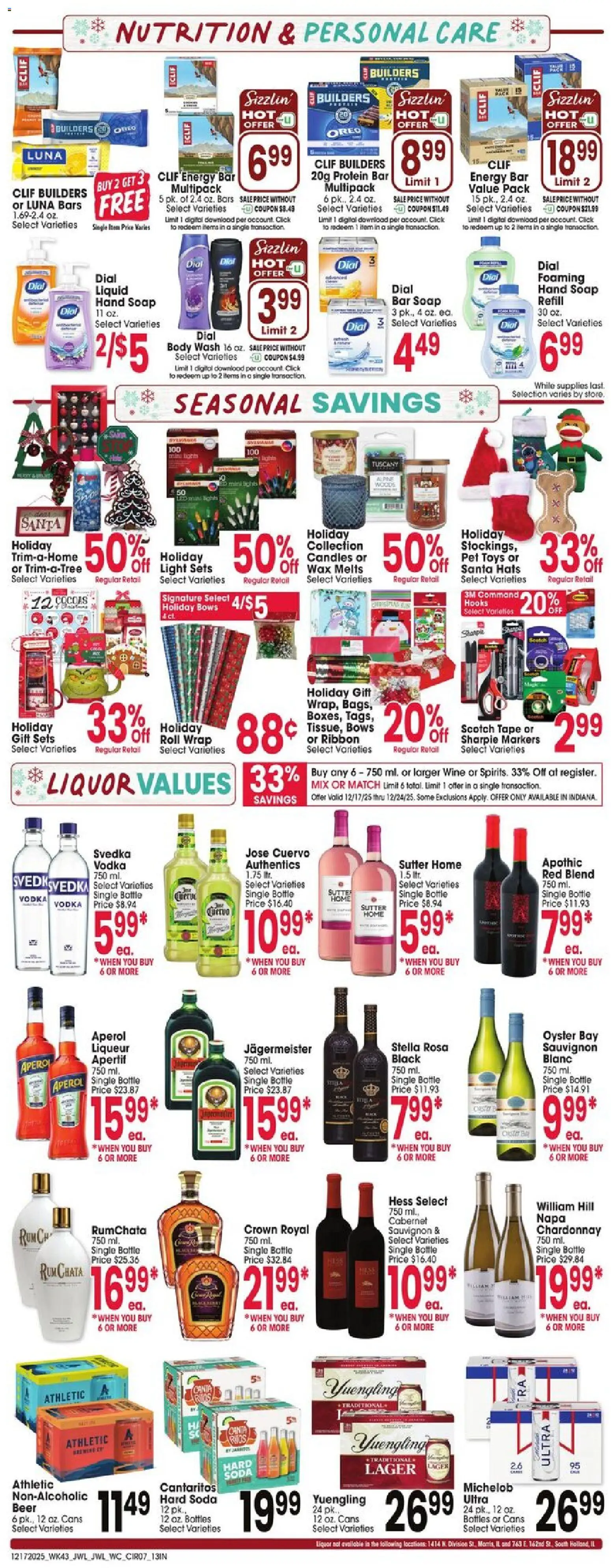 Jewel Osco Weekly Ad - IN - valid from 17.12.2025 | Page: 7 | Products: Wine, Soap, Body Wash, Vodka