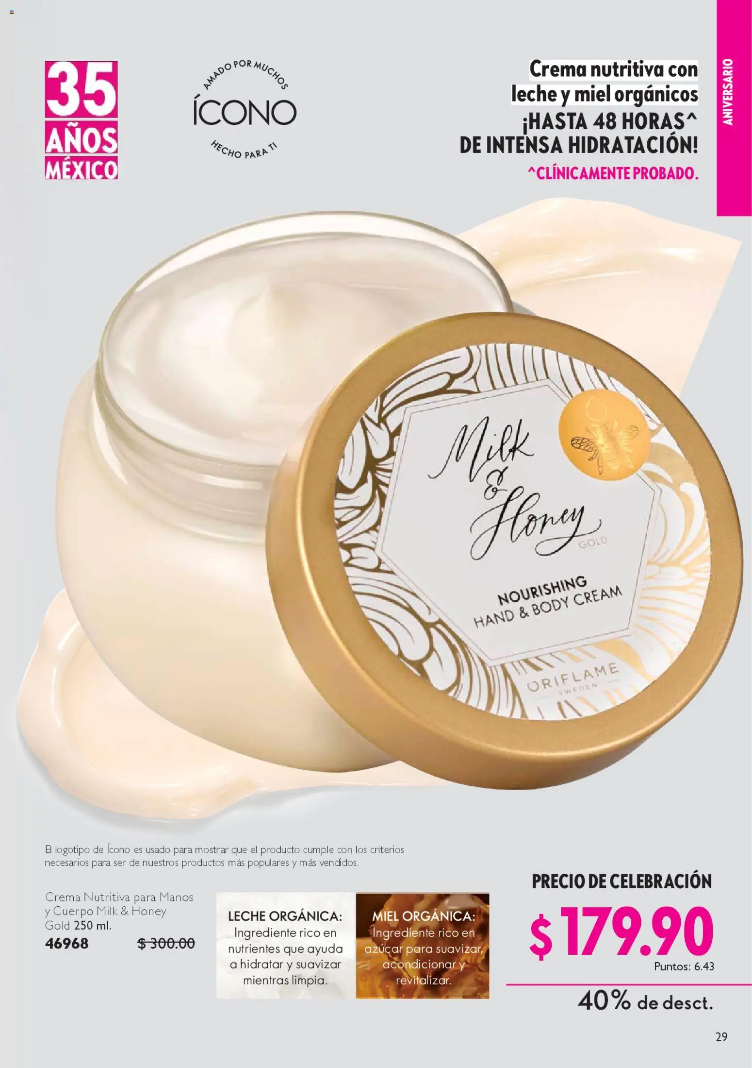 Nuevas ofertas de Oriflame válidas en toda la República Mexicana desde el 14.02.2026. ¡Encuentra las mejores ofertas en Oriflame campaña 3 2026! | Página: 29 | Productos: Azúcar, Crema, Leche, Body