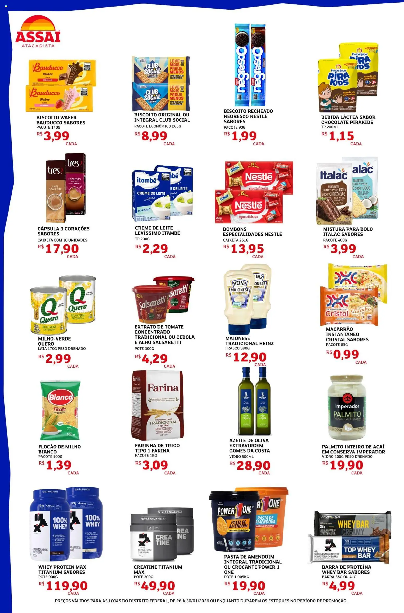Assaí Atacadista Folheto - válido de 26.01.2026 | Página: 2 | Produtos: Creatina, Cebola, Pasta, Mistura para bolo