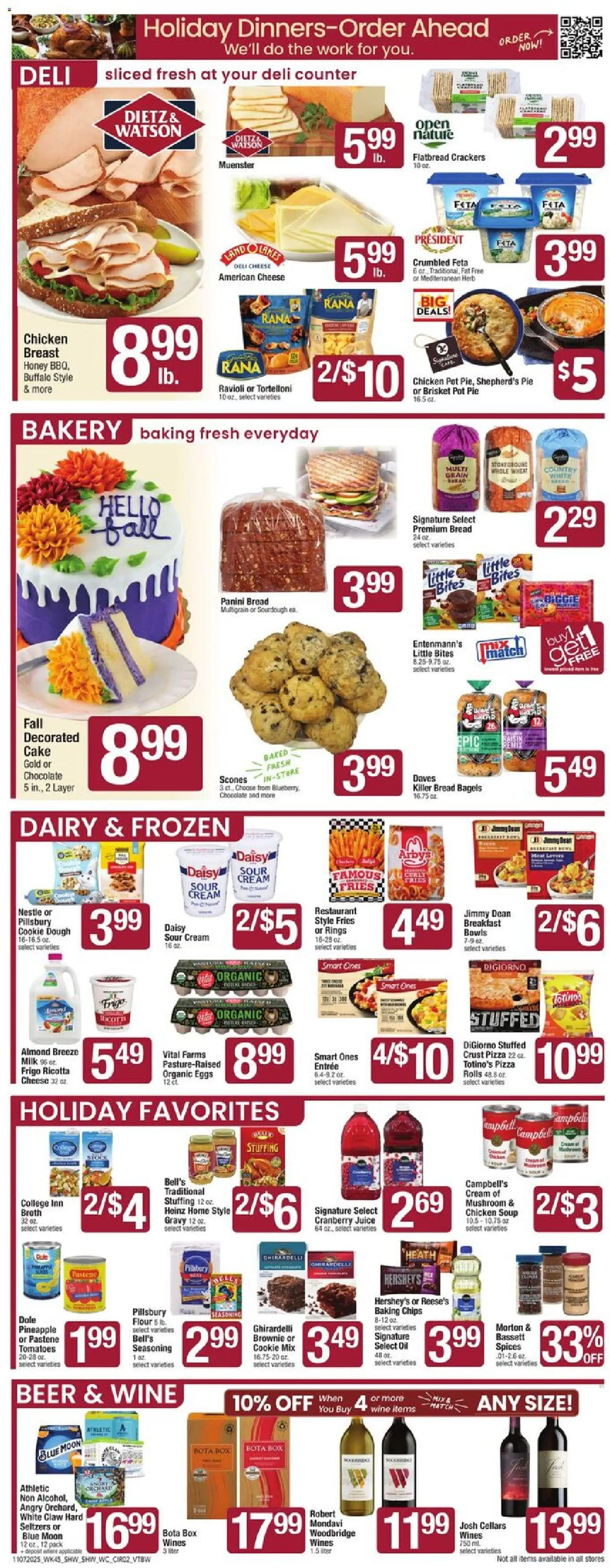 Shaw's Weekly Ad - VT - valid from 07.11.2025 | Page: 2 | Products: Milk, Bread, Wine, Sour cream