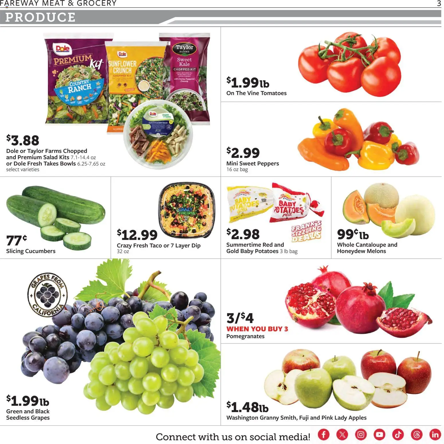 Fareway Weekly Ad - valid from 27.10.2025 | Page: 3 | Products: Peppers, Kale, Apples, Salad