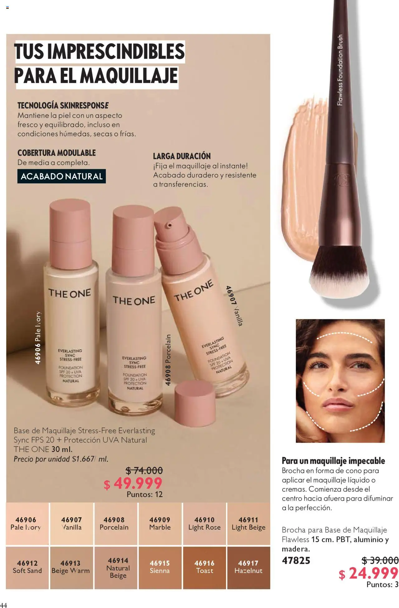 Oriflame revista - valida desde el 04.10.2025 | Página: 44 | Productos: Base de maquillaje, Brocha para base, Maquillaje, Uva