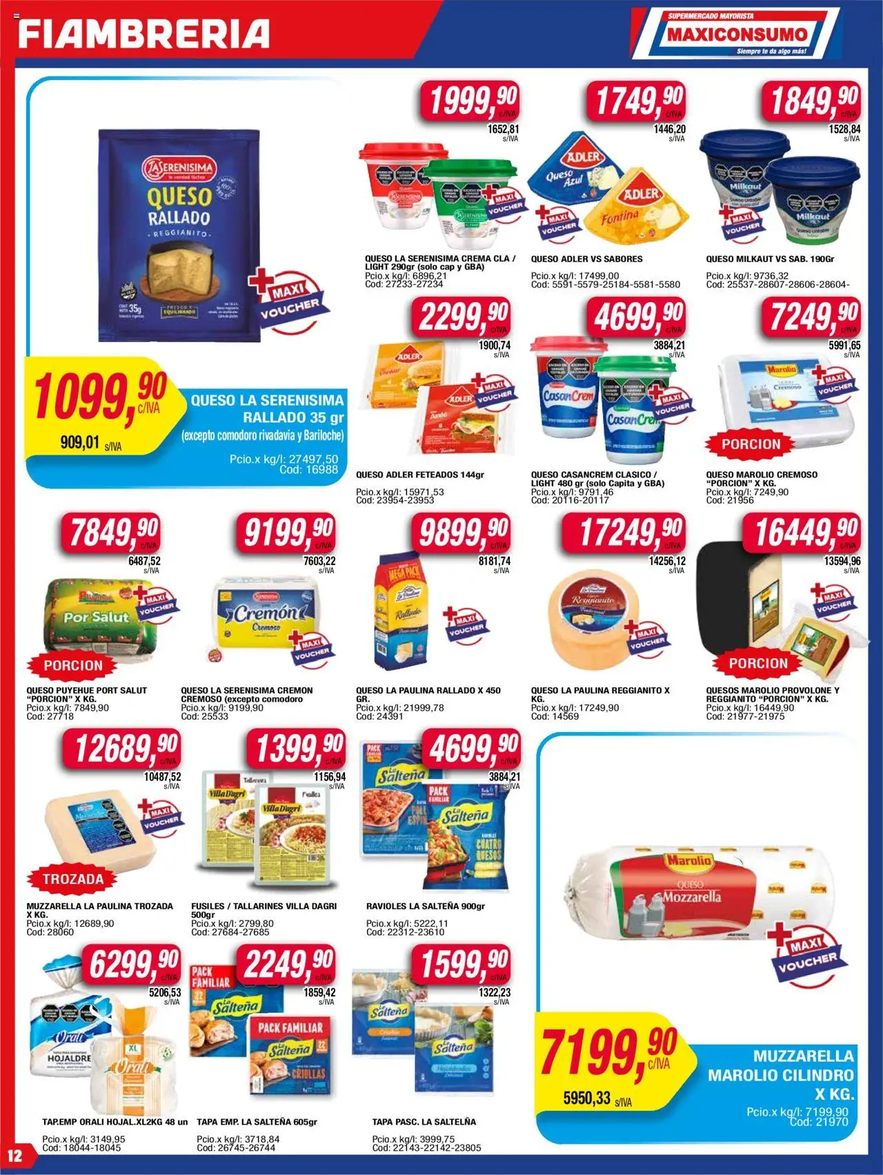 Maxiconsumo ofertas │ válido desde el 04.08.2025 | Página: 12 | Productos: Queso, Ravioles, Té, Crema