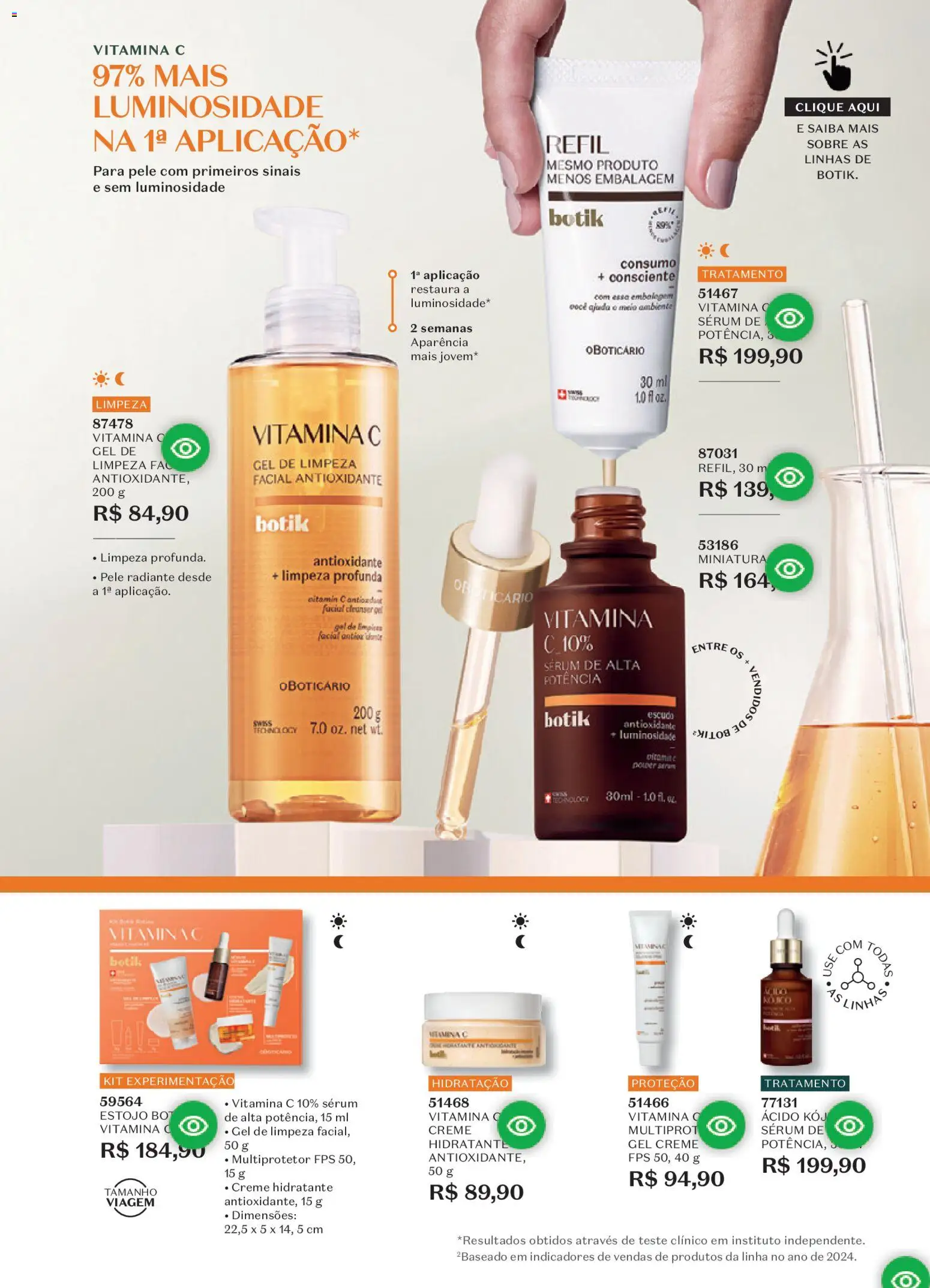 O Boticário Folheto - válido de 26.12.2025 | Página: 163 | Produtos: Sérum, Gel de limpeza, Creme, Vitamina c