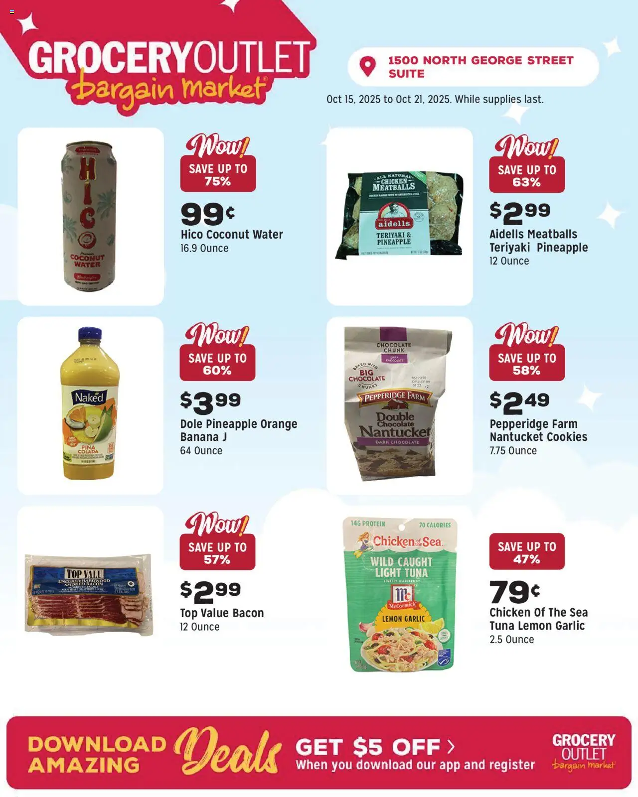 Grocery Outlet Weekly Ad - PA - valid from 15.10.2025 | Page: 8 | Products: Pineapple, Cookies, Water, Lemon