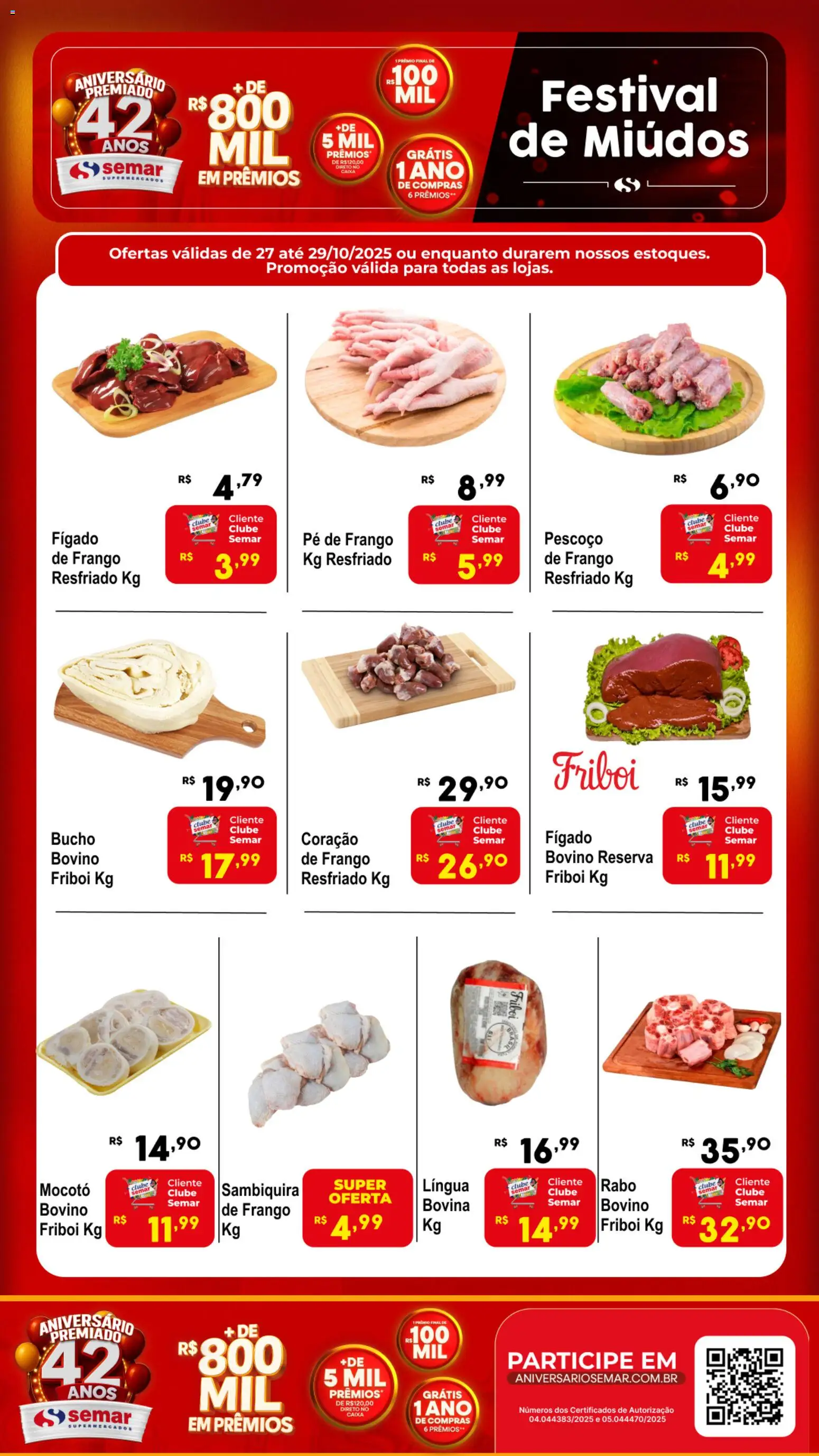 Semar Supermercado Folheto - válido de 27.10.2025 | Página: 1 | Produtos: Caixa, Frango
