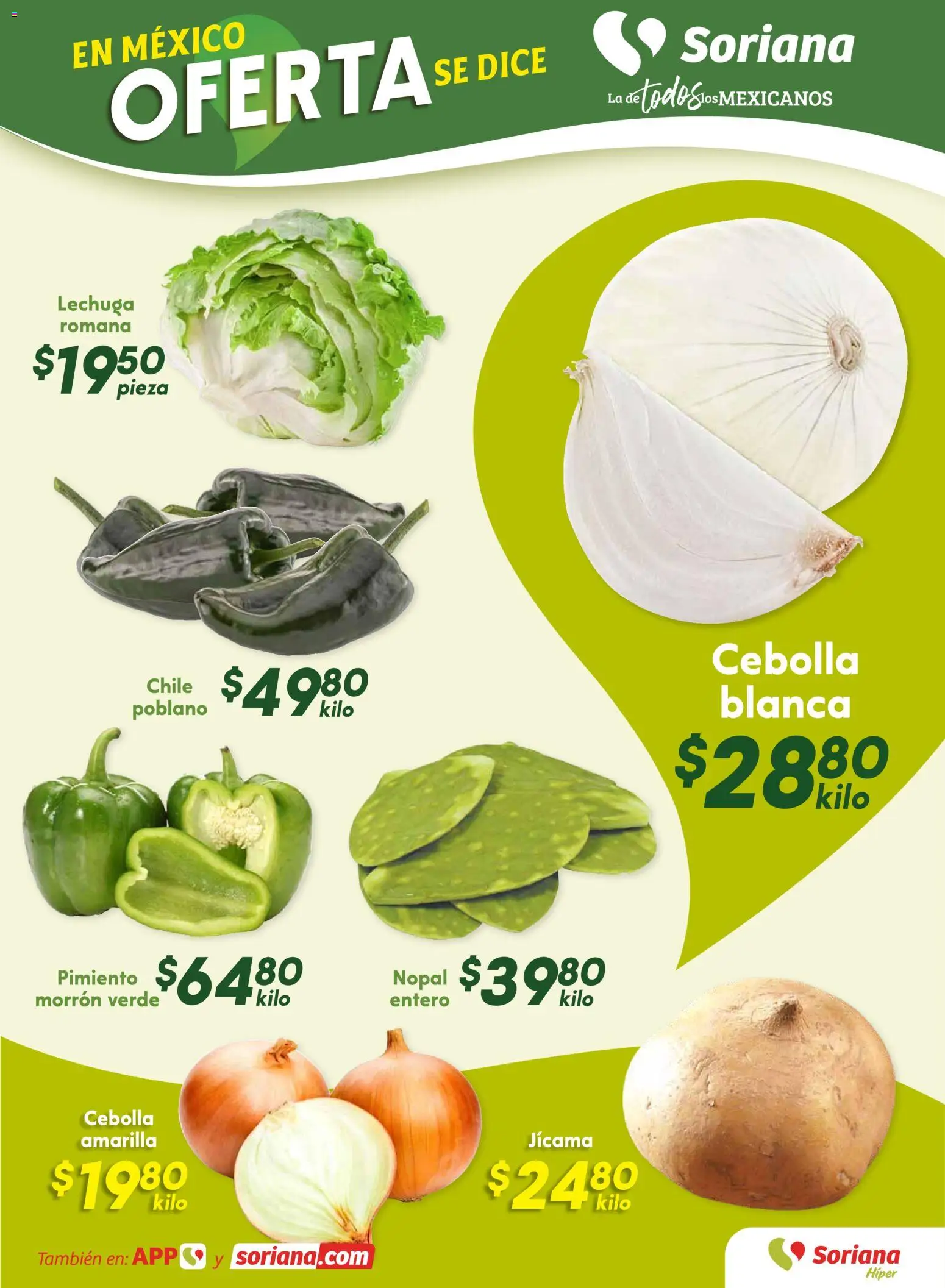 Nuevas ofertas de Soriana válidas en toda la República Mexicana desde el 24.10.2025. ¡Encuentra las mejores ofertas en Soriana - Fin de Semana Híper: Ver, Tab, Chis, Camp, Yuc y Q. Roo! | Página: 9 | Productos: Cebolla, Lechuga, Pimiento