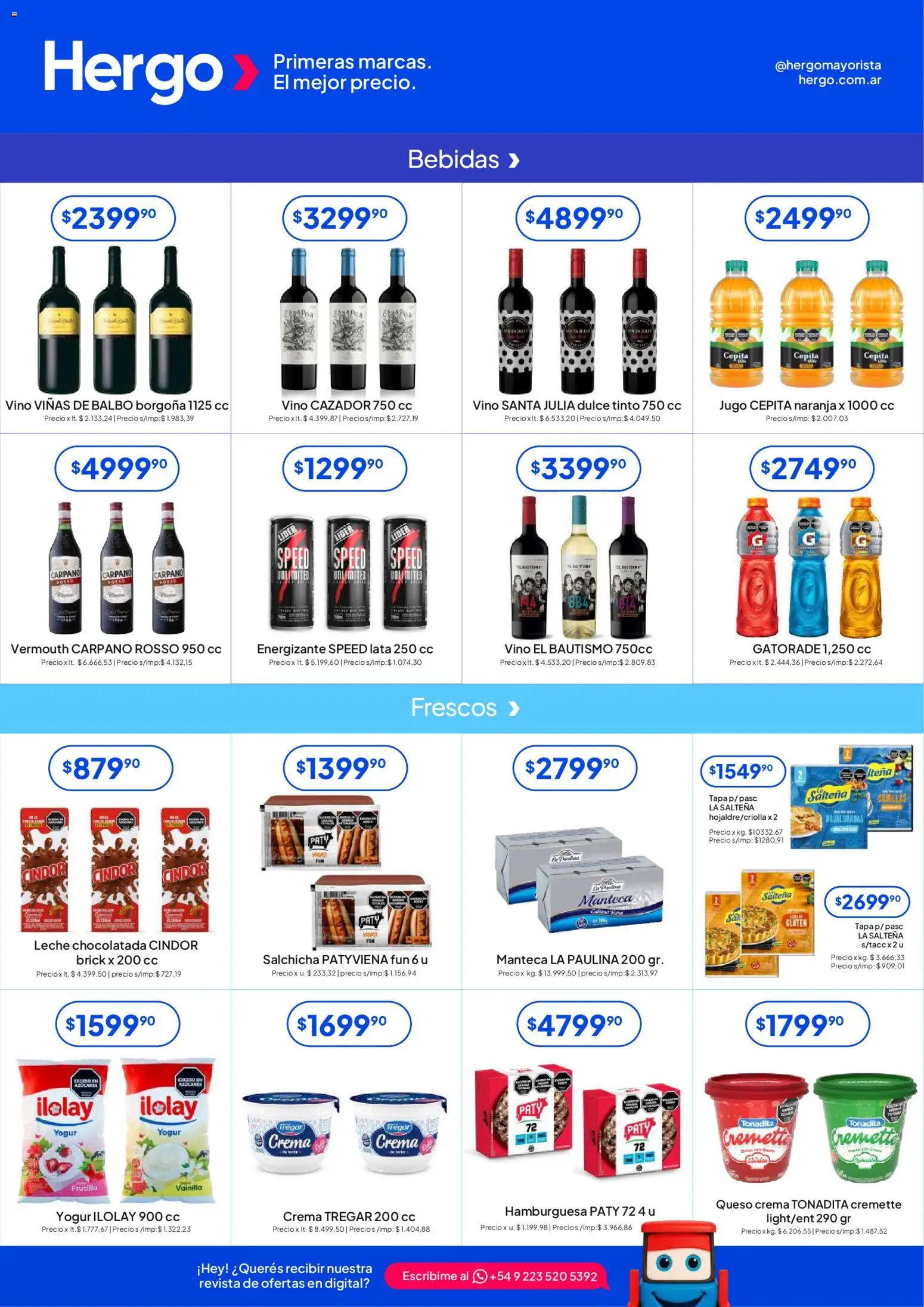 Hergo catálogo │ válido desde el 19.02.2026 | Página: 3 | Productos: Queso crema, Leche, Chocolatada, Jugo