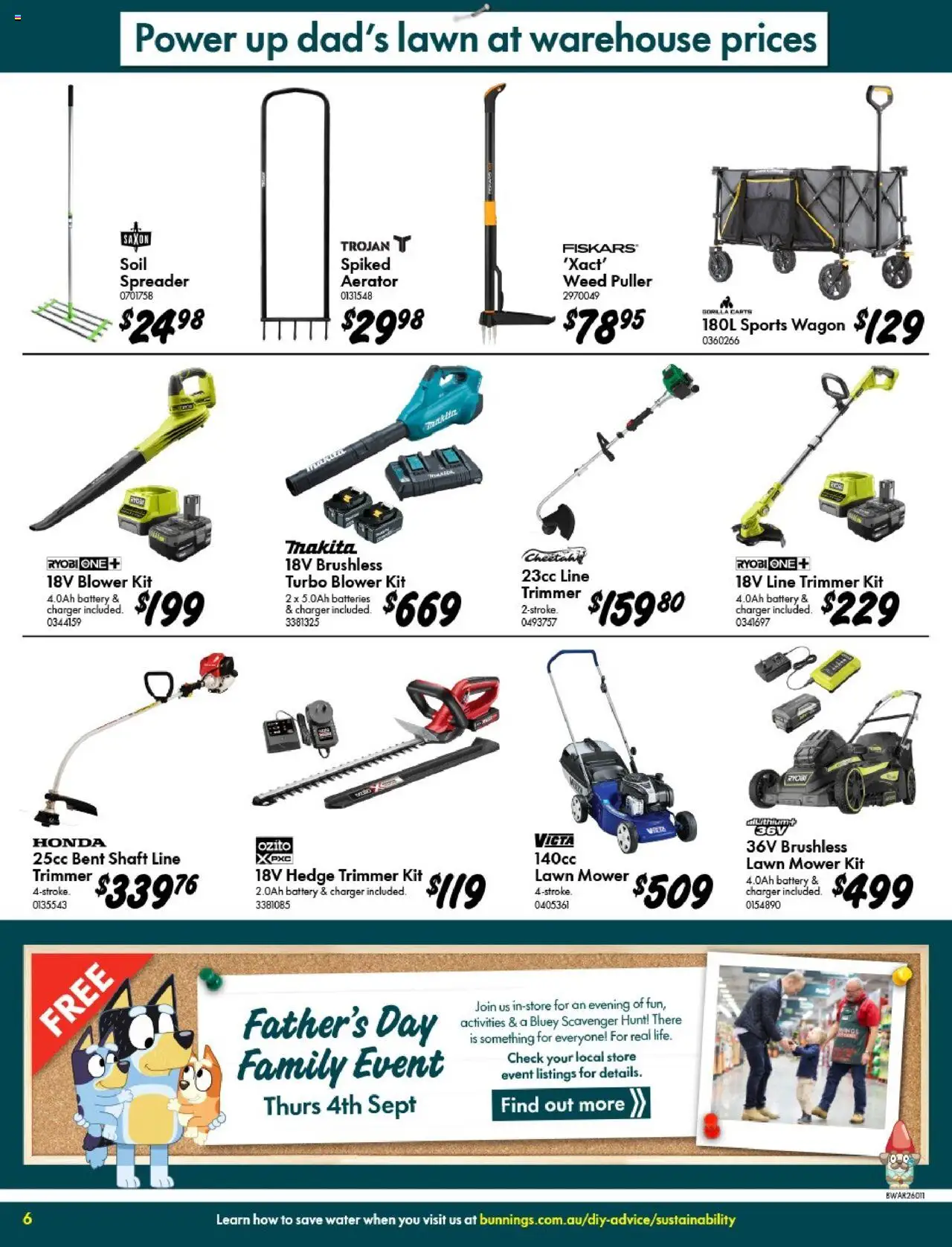 Bunnings Warehouse catalogue - valid from 13.08.2025 | Page: 6 | Products: Battery, Charger, Batteries, Mower