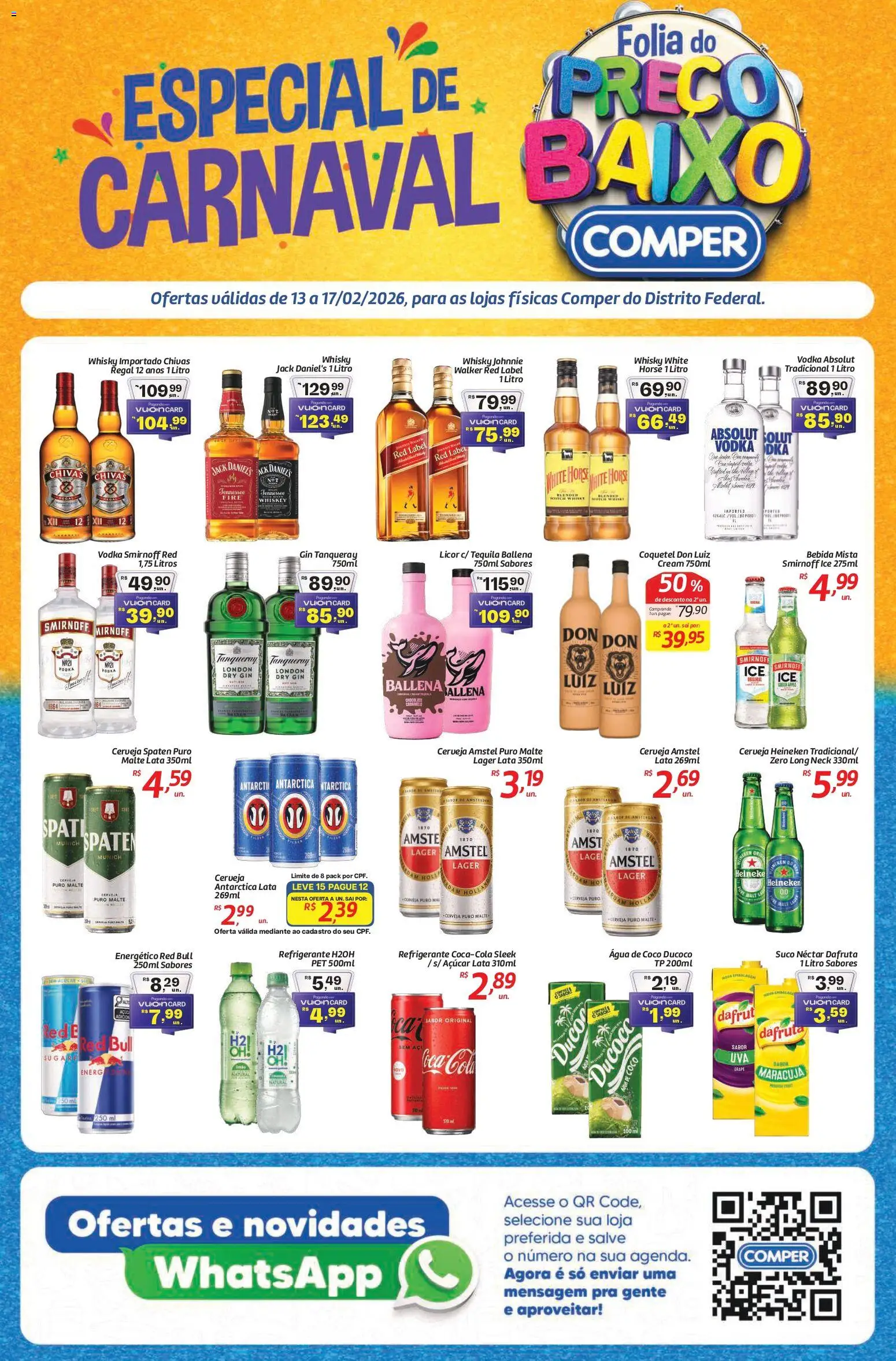 Comper Folheto - válido de 13.02.2026 | Página: 1 | Produtos: Coco, Energético, Cerveja, Vodka