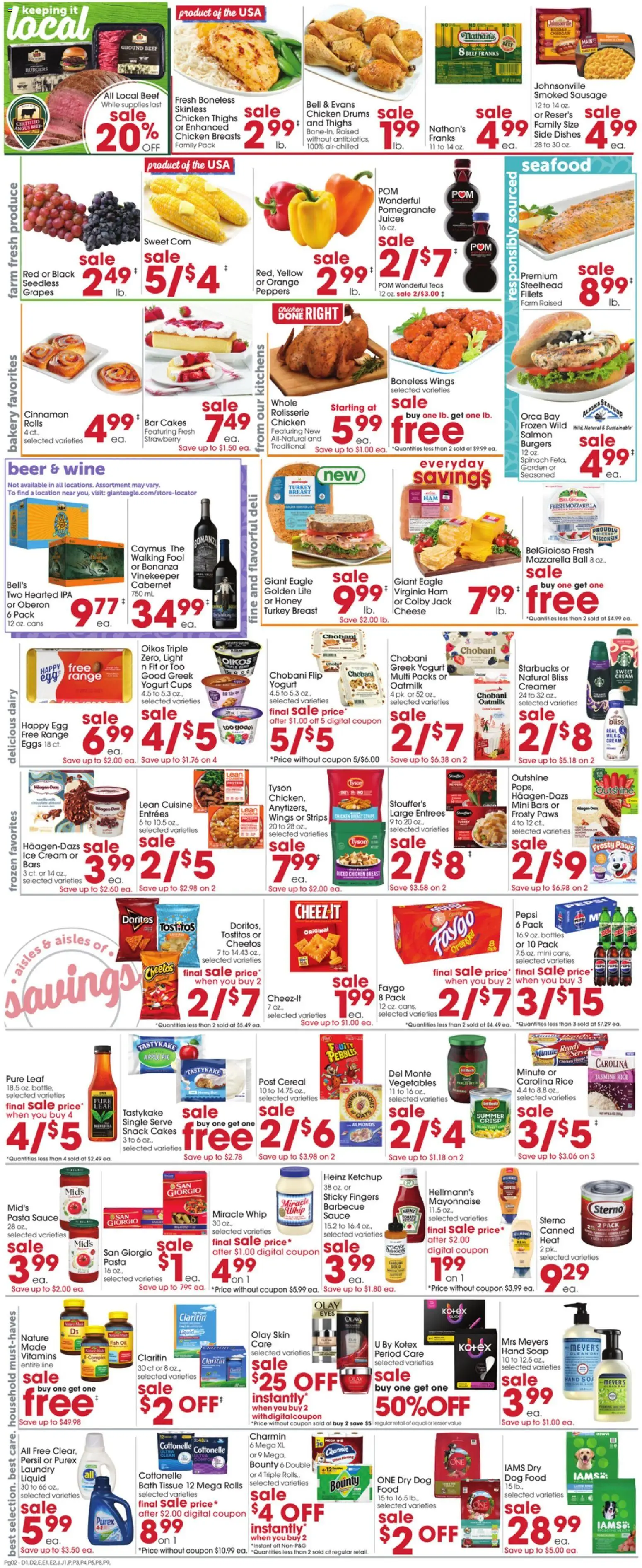 Giant Eagle Weekly Ad - valid from 16.04.2026 | Page: 2 | Products: Cheese, Beef, Ketchup, Seafood