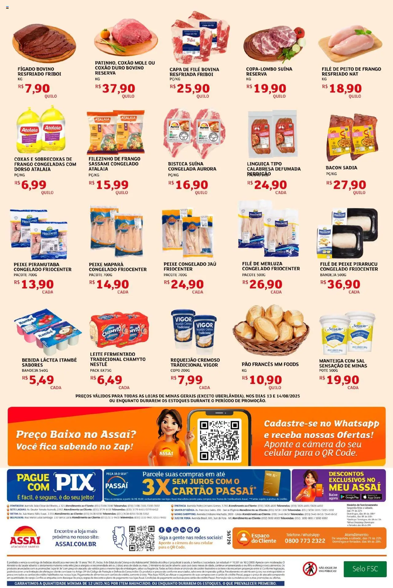 Assaí Atacadista Folheto - válido de 13.08.2025 | Página: 2 | Produtos: Leite, Base, Frango, Câmera