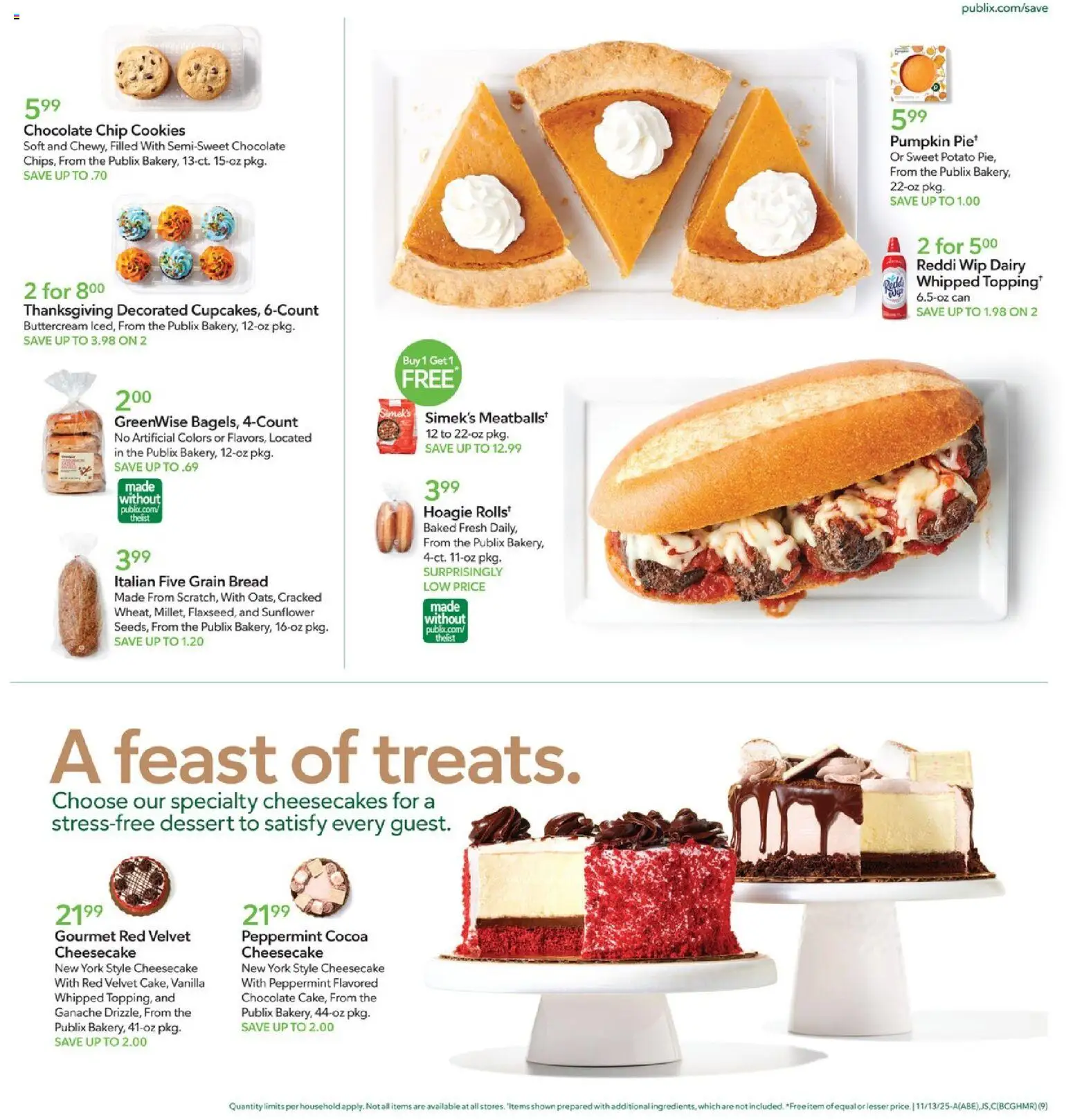 Publix Weekly Ad - valid from 12.11.2025 | Page: 9 | Products: Chocolate, Cookies, Pumpkin, Cheesecake